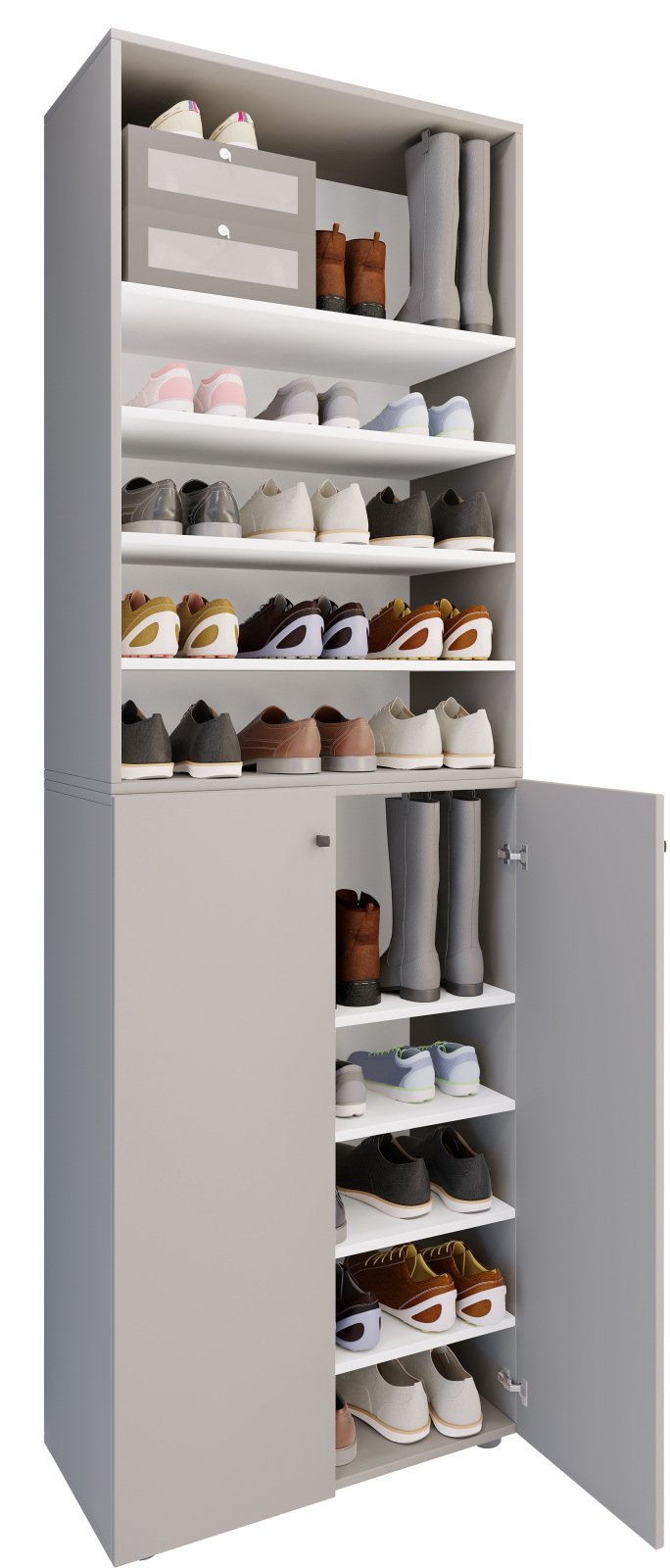 Schuhschrank LONA XL - grau - 5 offene Fächer