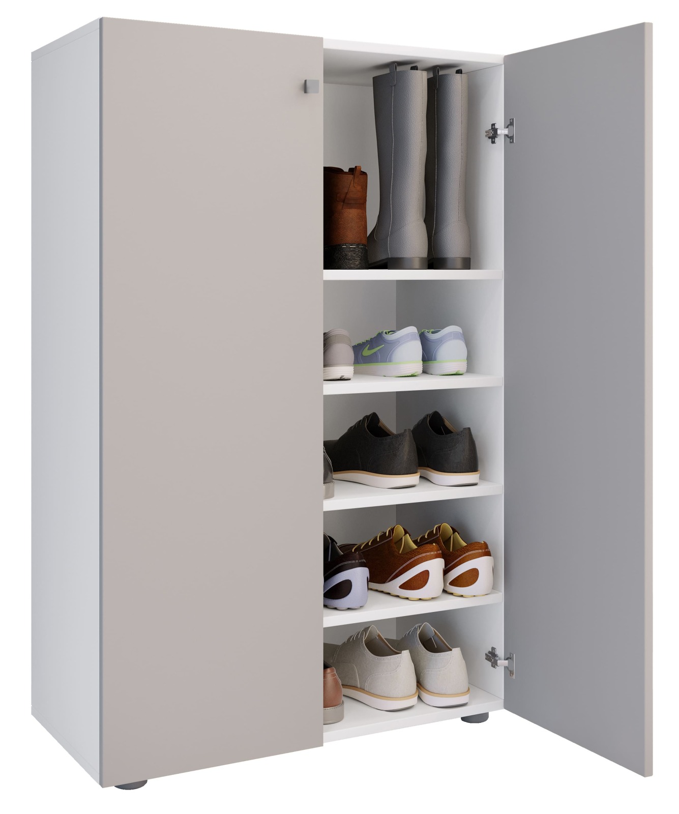 Schuhschrank LONA XL - grau-weiß - 5 Fächer - 110x70 cm