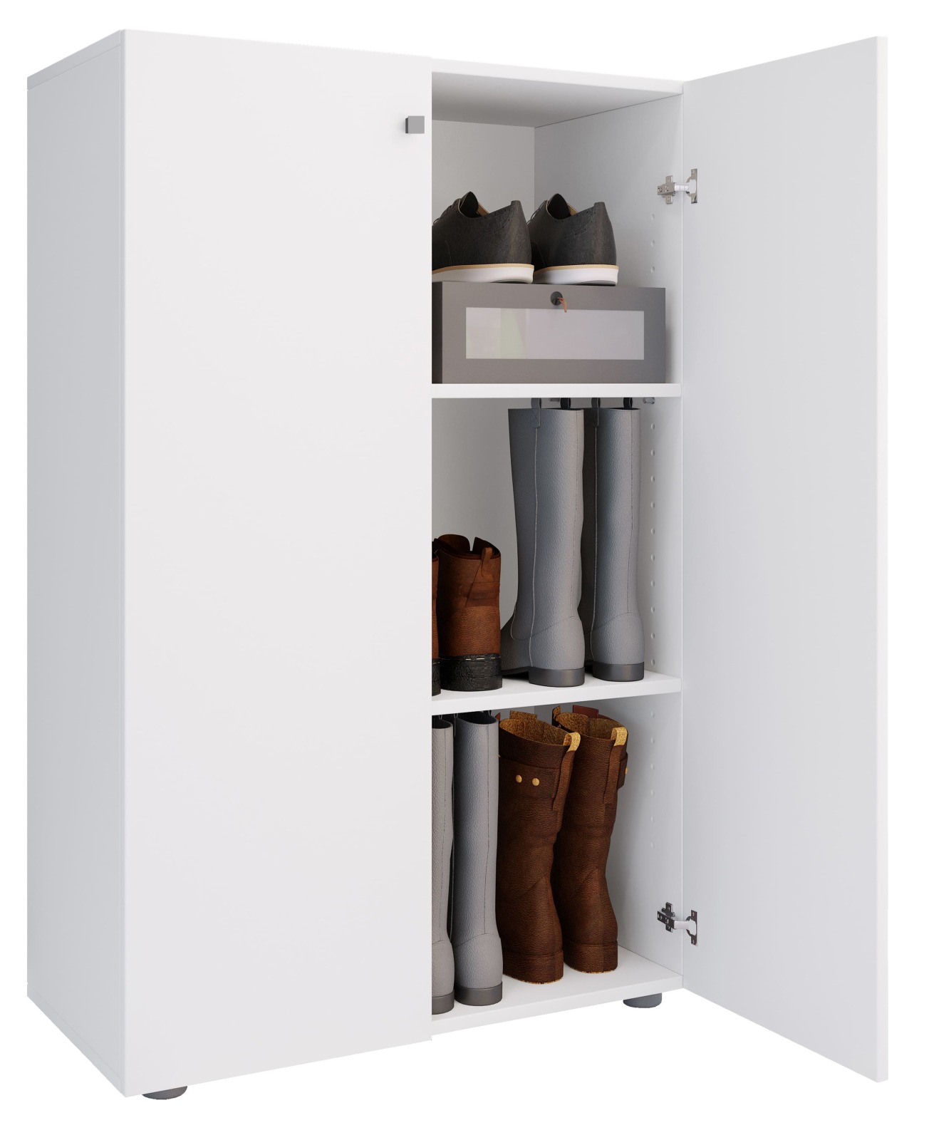 Schuhschrank LONA XL - weiß - 3 Fächer - 110x70 cm