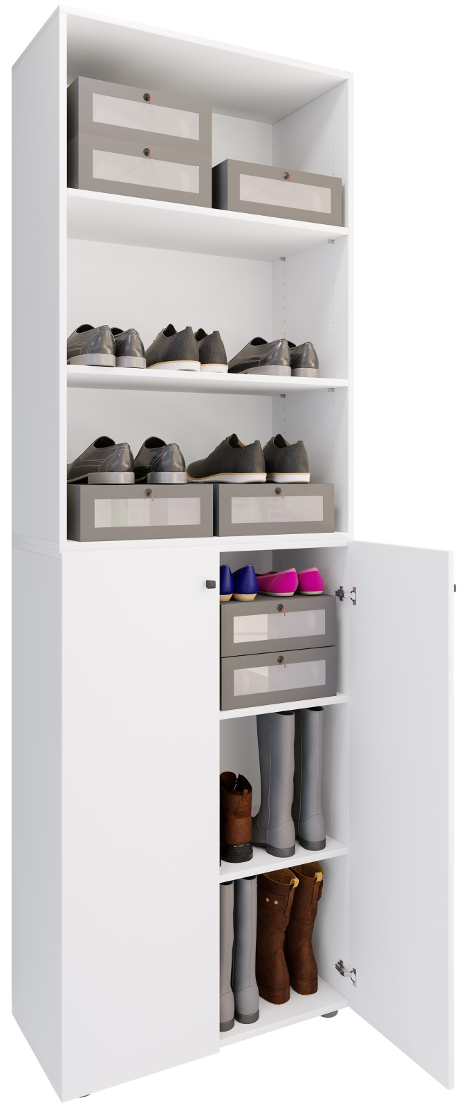 Schuhschrank LONA XL - weiß - 3 offene Fächer
