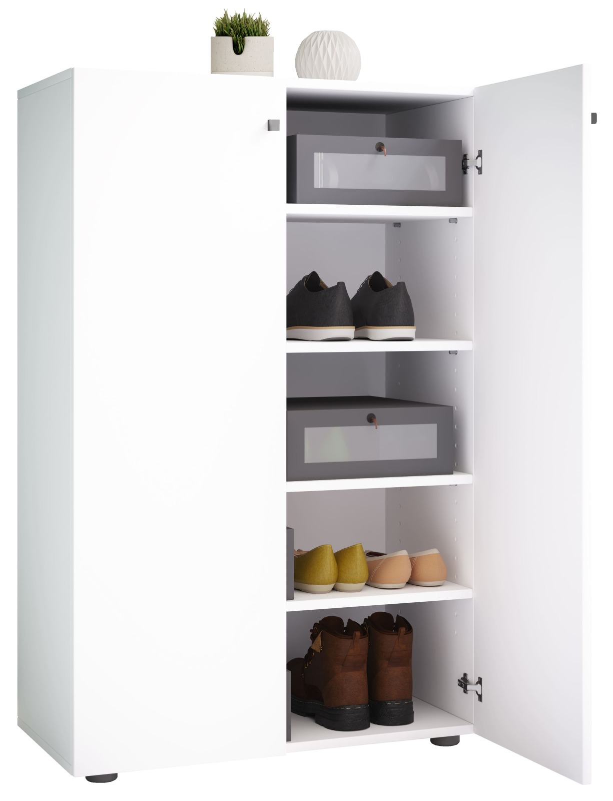 Schuhschrank LONA XL - weiß - 5 Fächer - 110x70 cm