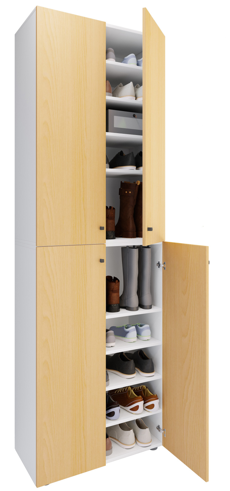 Schuhschrank LONA XL - weiß - Buche - 10 Fächer