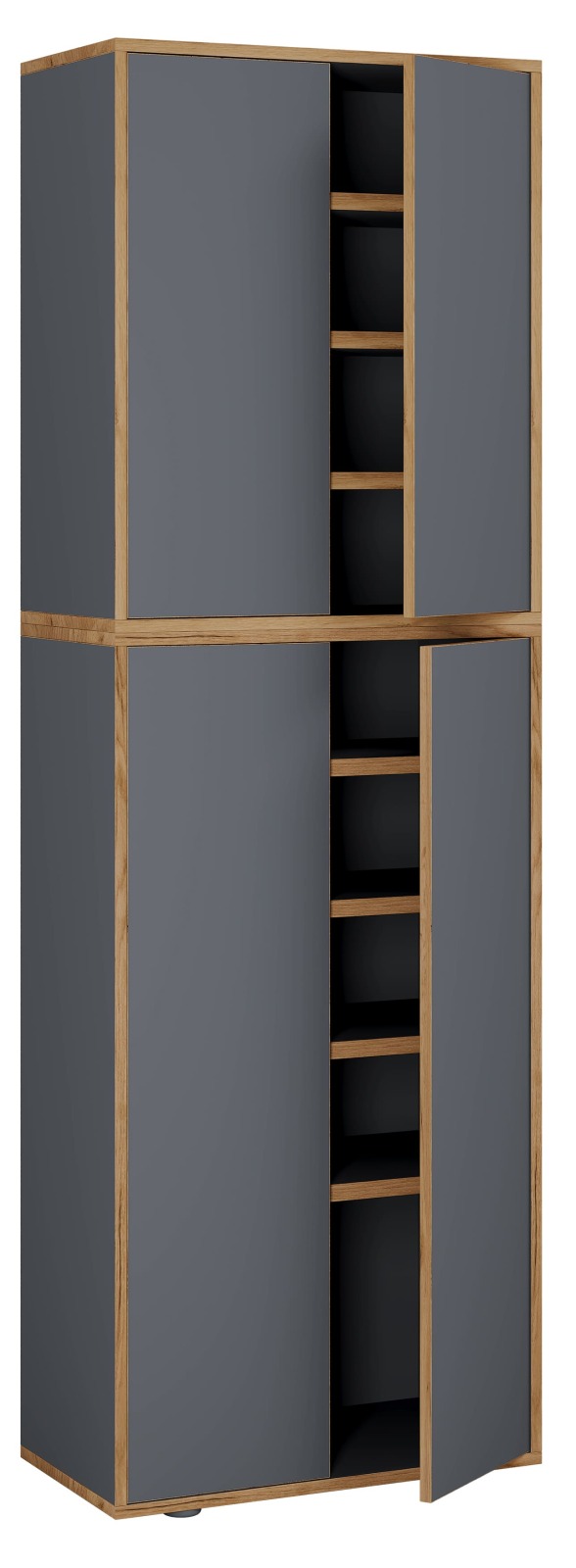 Schuhschrank SALIA XXL - anthrazit - Honig Eiche - 60x183 cm