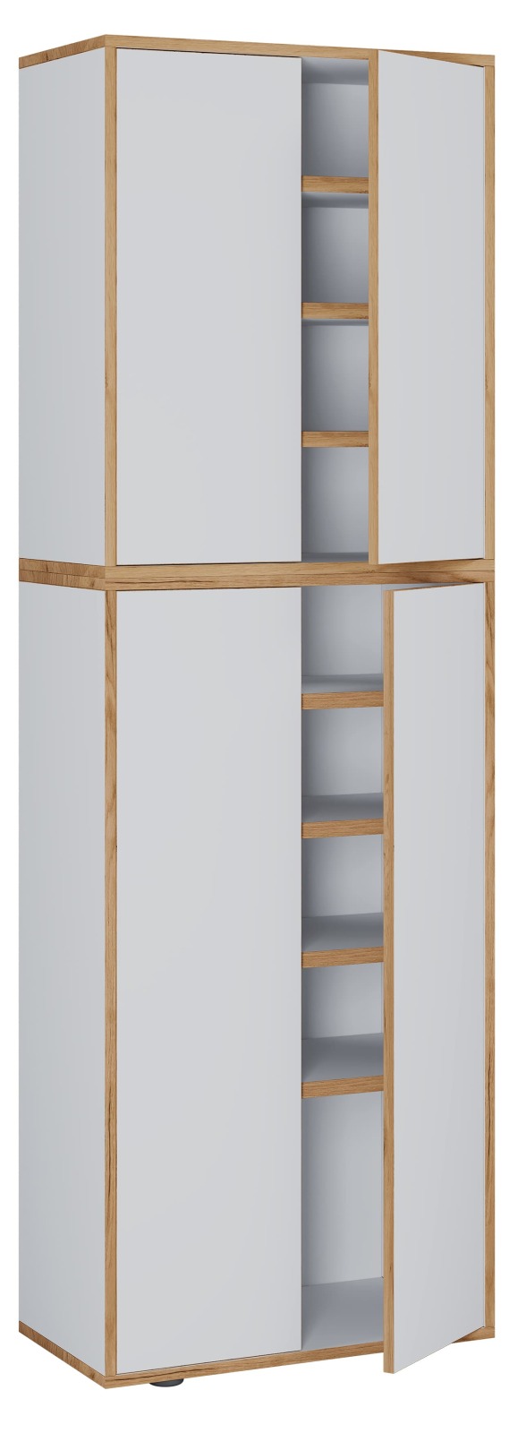 Schuhschrank SALIA XXL - weiß - Honig Eiche - 60x183 cm