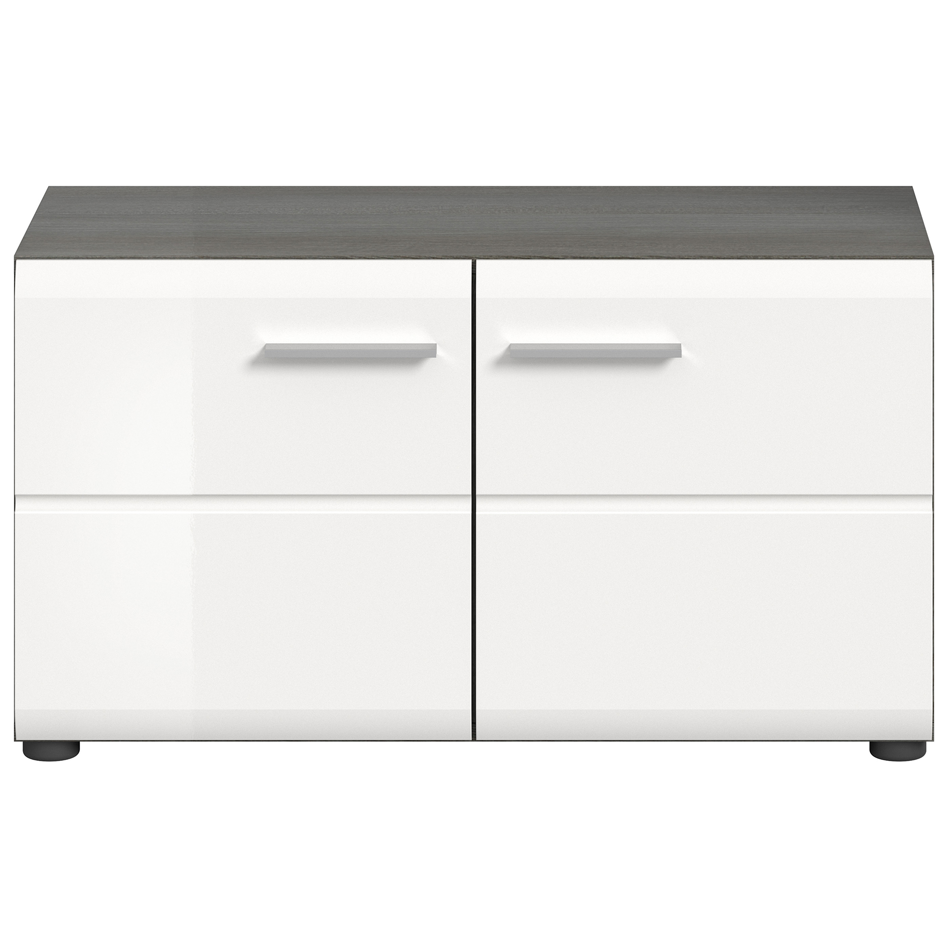 Schuhschrank SALSA - rauchsilber - weiß Hochglanz - 80 cm