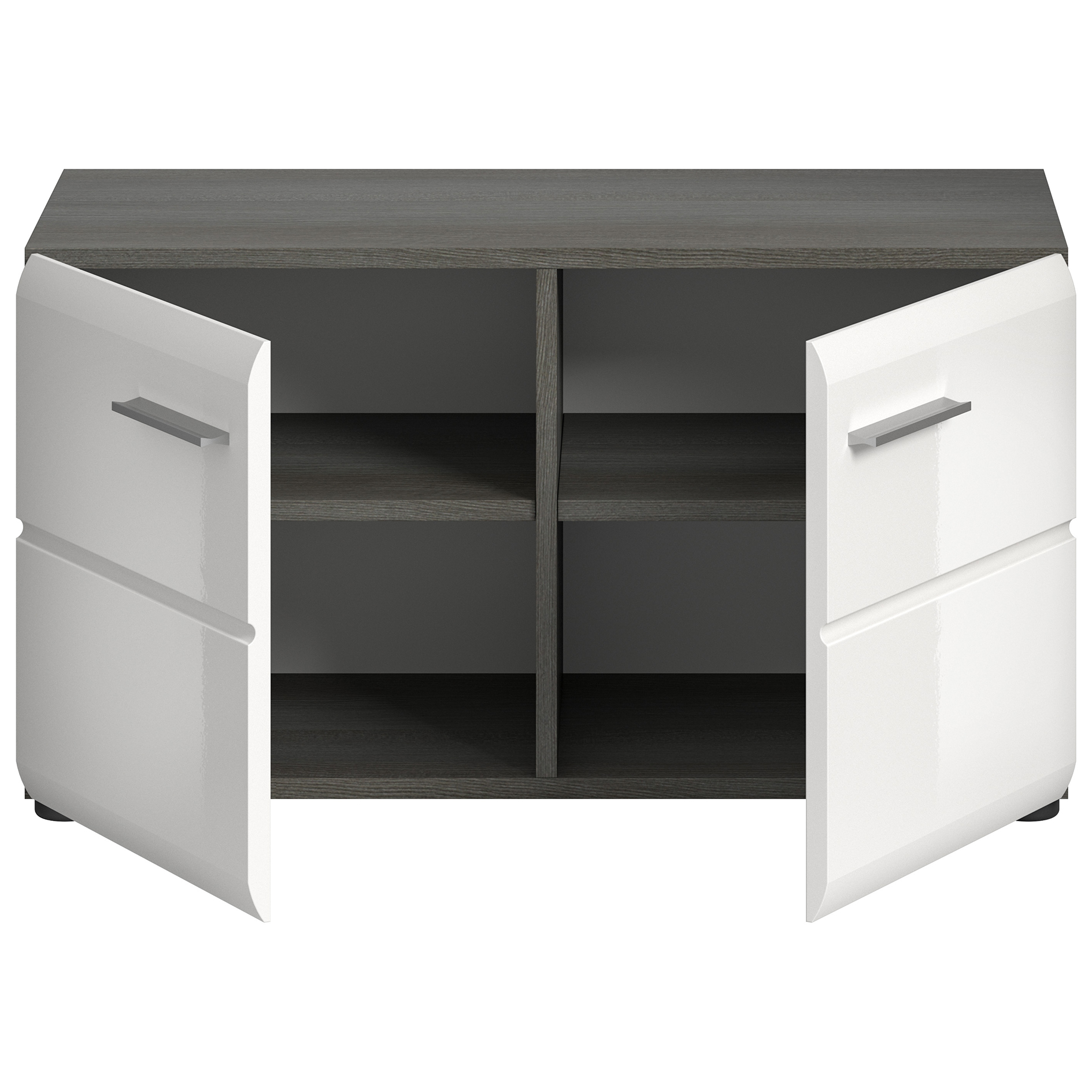 Schuhschrank SALSA - rauchsilber - weiß Hochglanz - 80 cm