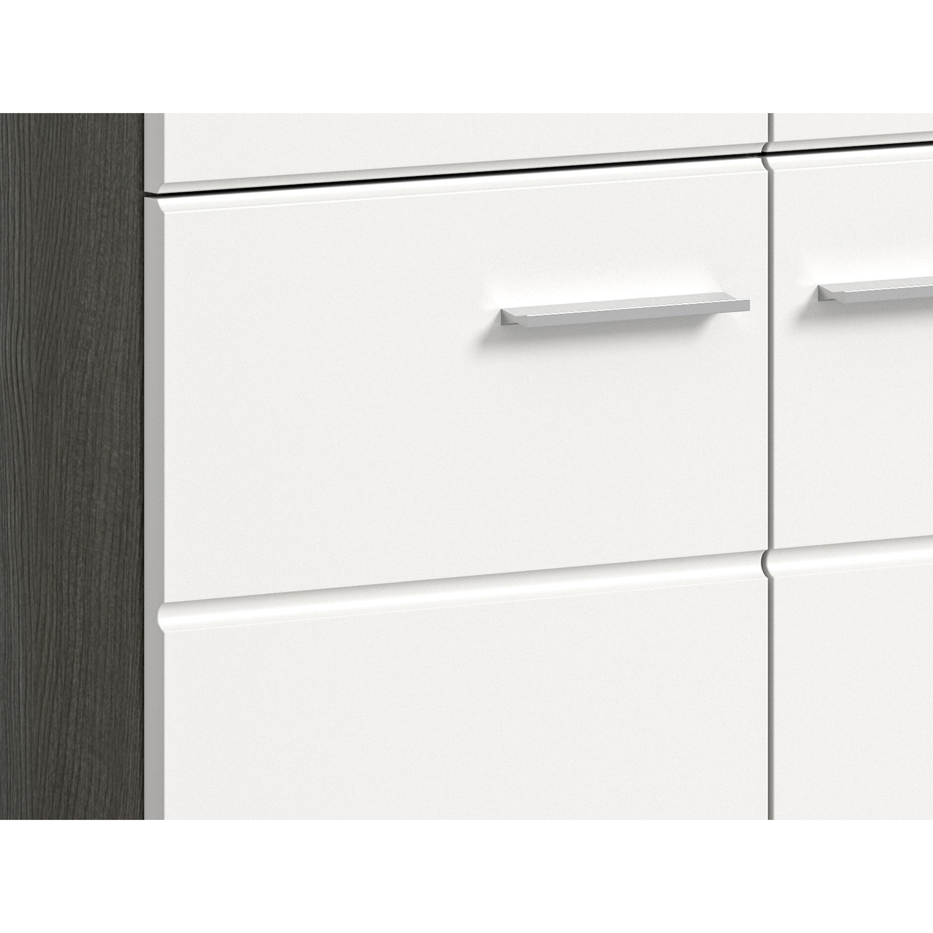 Schuhschrank SALSA - rauchsilber - weiß Hochglanz - 80 cm