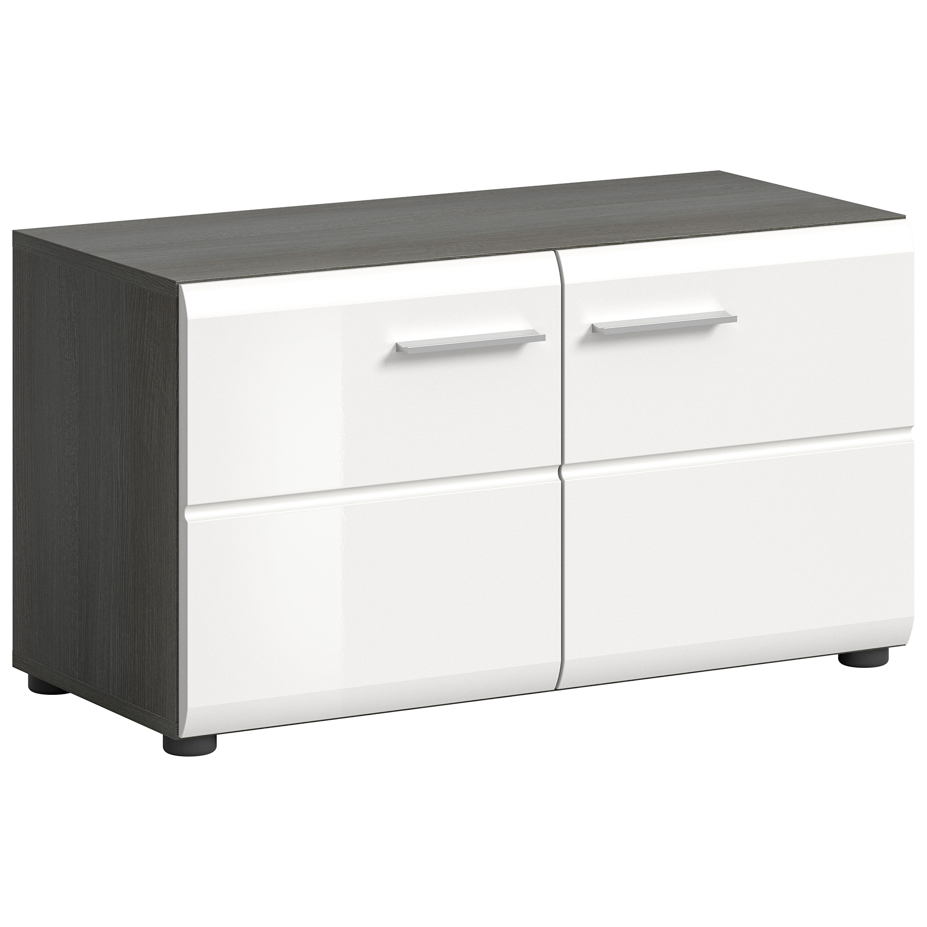 Schuhschrank SALSA - rauchsilber - weiß Hochglanz - 80 cm