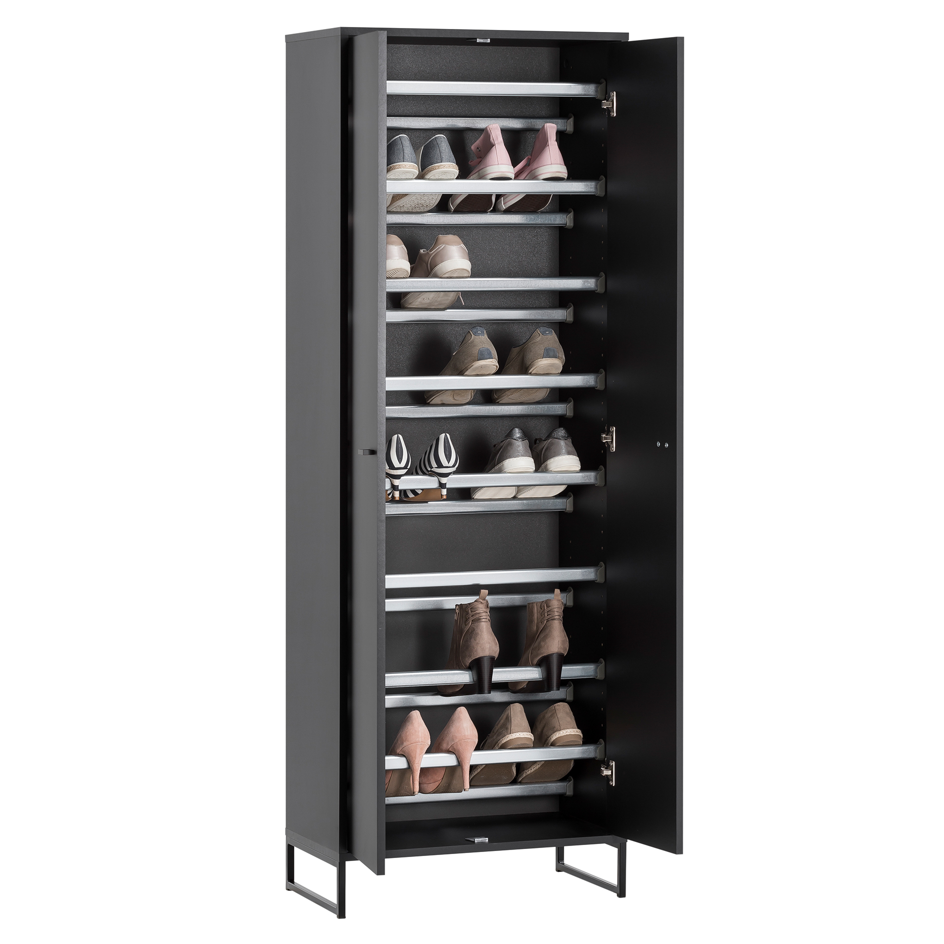 Schuhschrank - schwarz - 2 Türen - 60 cm