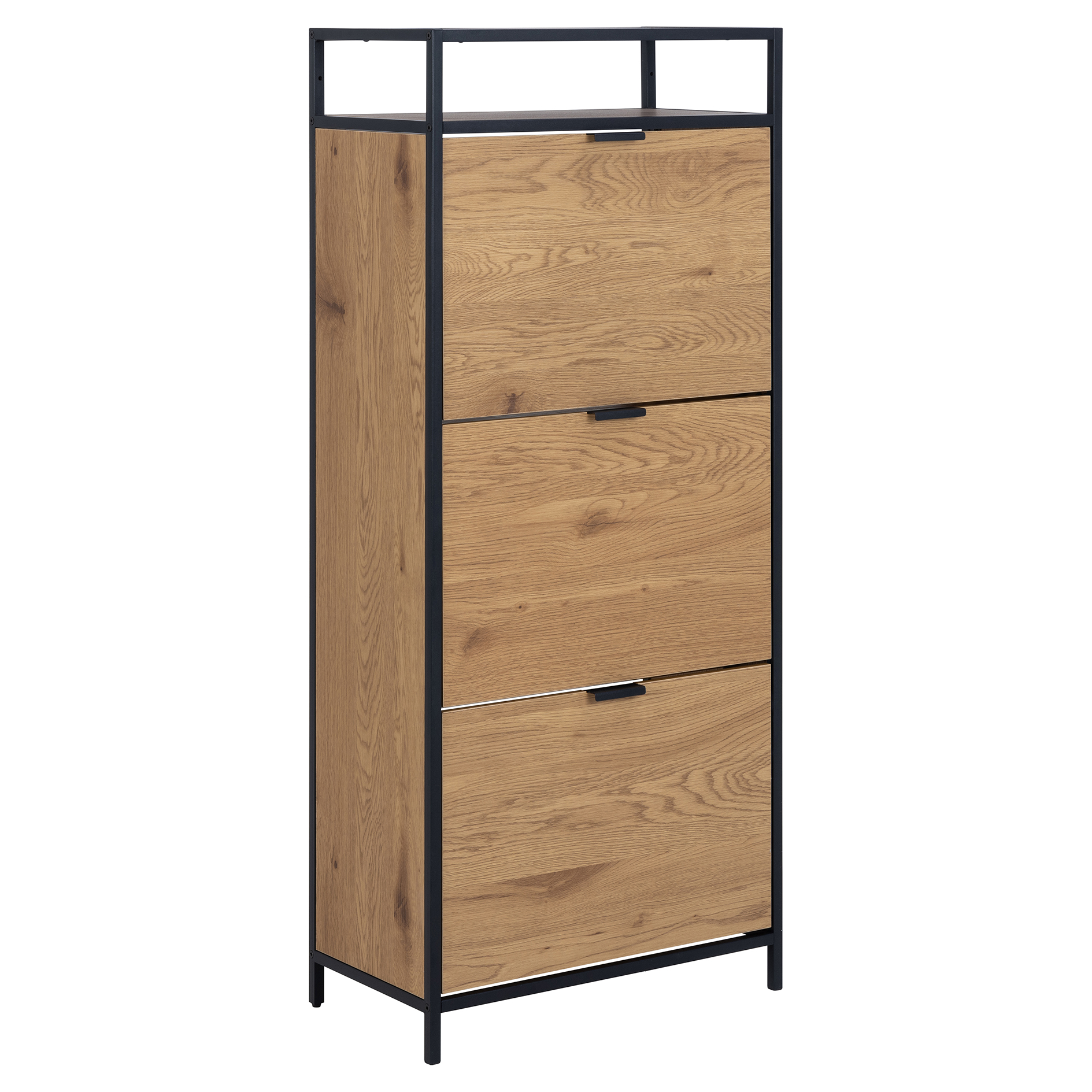 Schuhschrank SEAFORD - schwarz-Wildeiche - 129 cm hoch