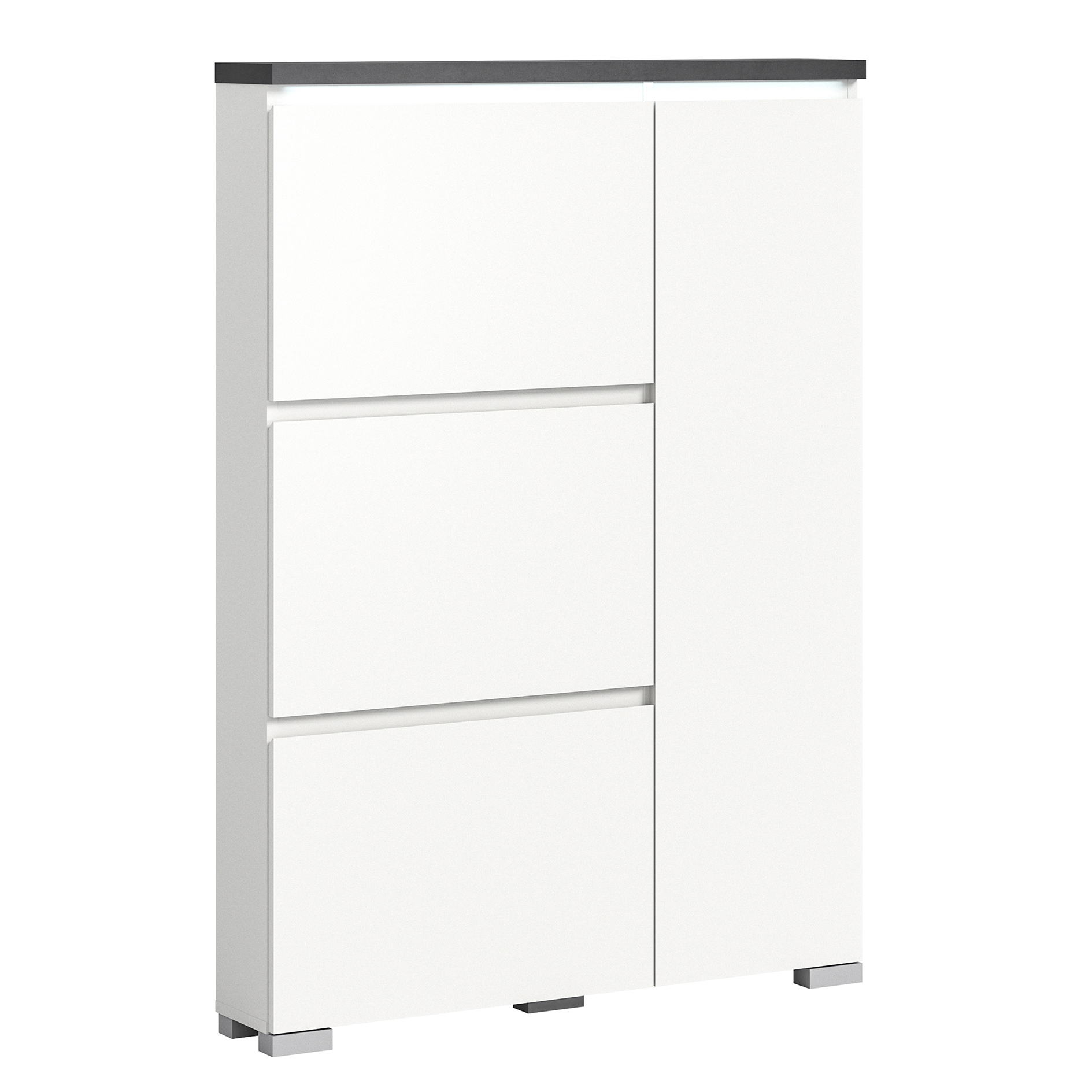 Schuhschrank SHOELOVE - weiß-Industrial grau - 95 cm