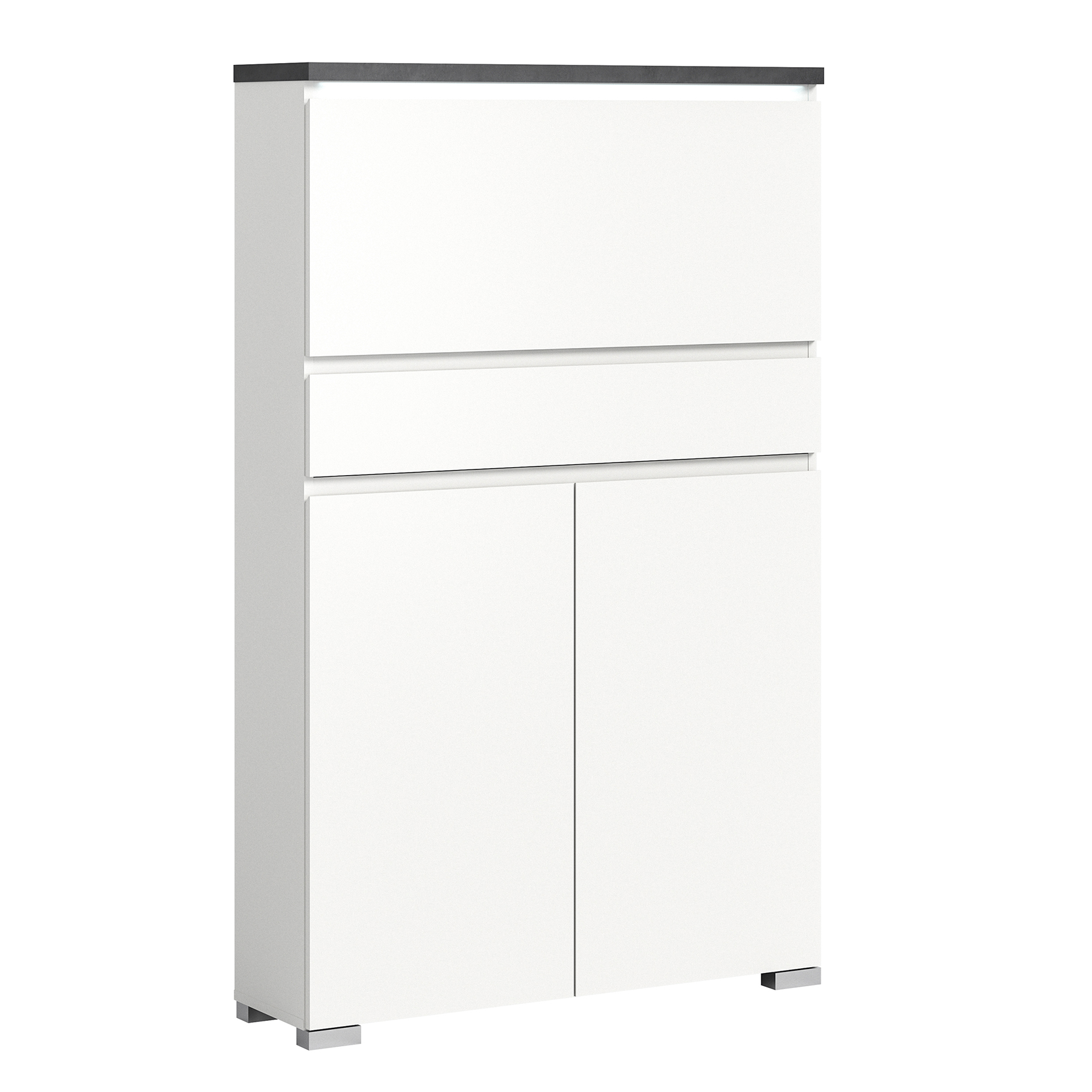 Schuhschrank SHOELOVE - weiß-Industrial grau - 95 cm
