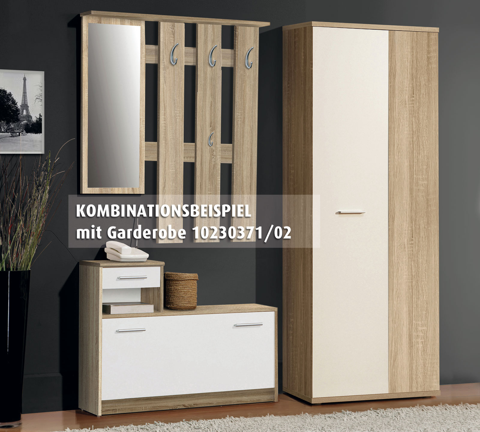 Schuhschrank - Sonoma Eiche - 5 Einlegeböden - 69 cm breit