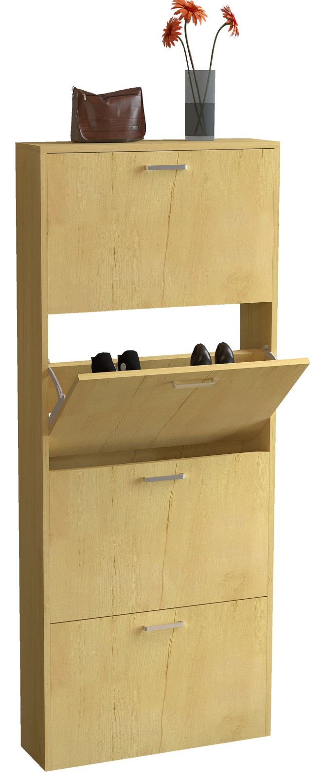 Schuhschrank SULOS L - Honig Eiche - 144 cm hoch