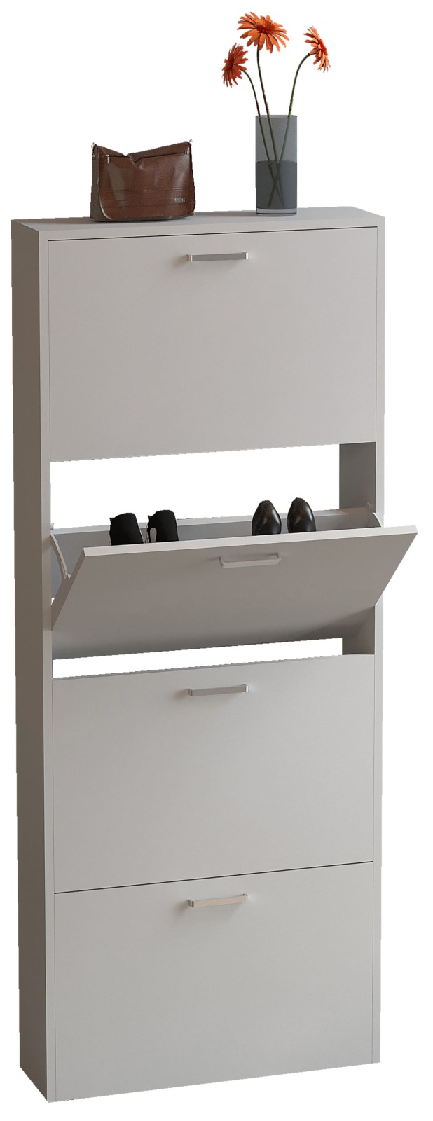Schuhschrank SULOS L - weiß - 144 cm hoch