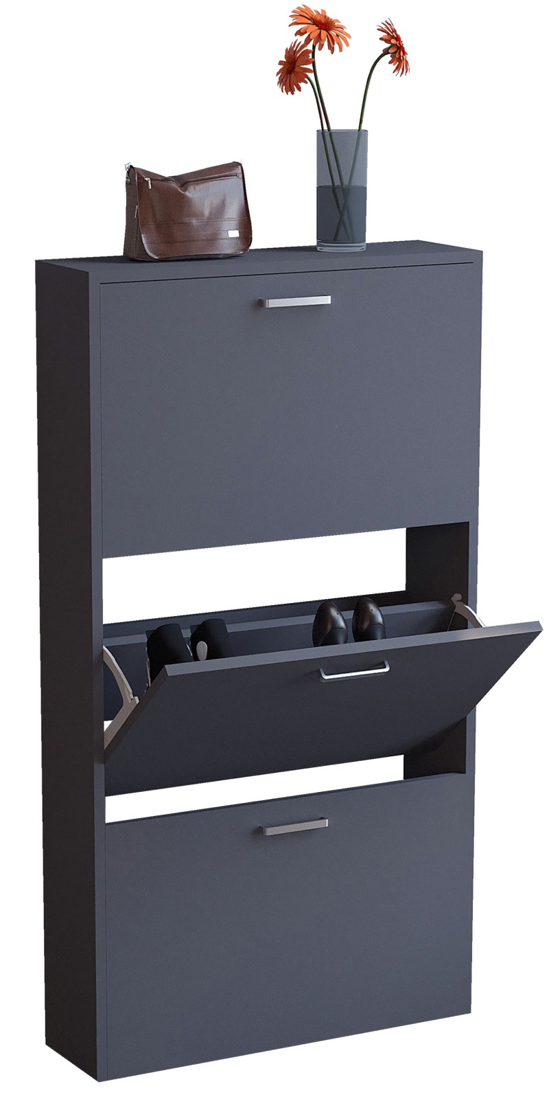 Schuhschrank SULOS M - anthrazit - 108 cm hoch