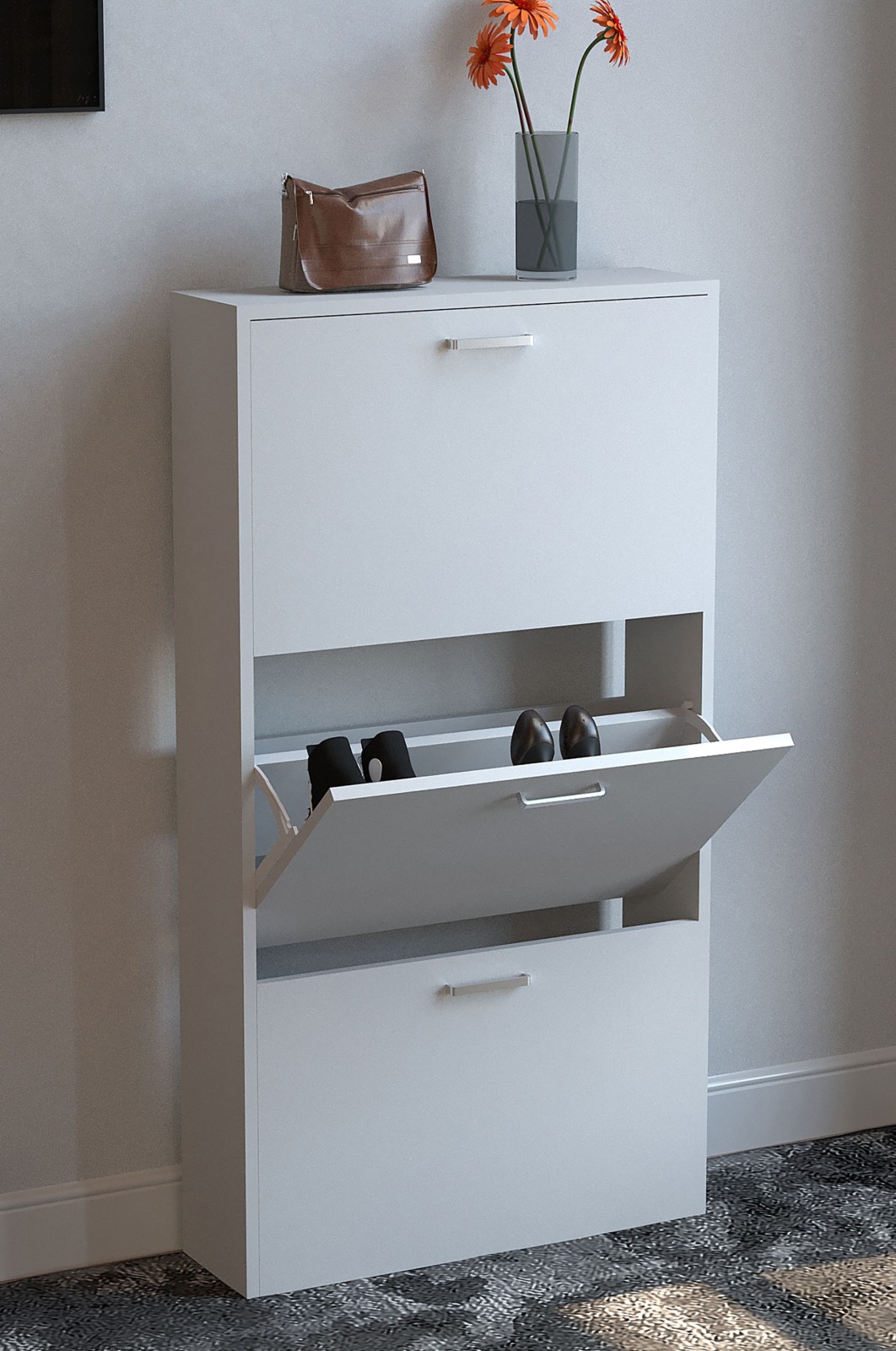 Schuhschrank SULOS M - weiß - 108 cm hoch