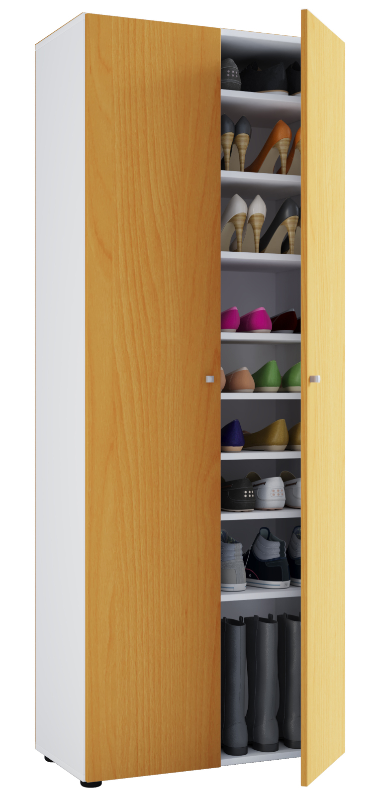 Schuhschrank VANDOL l - Buche-weiß - 2 Türen - 9 Fächer