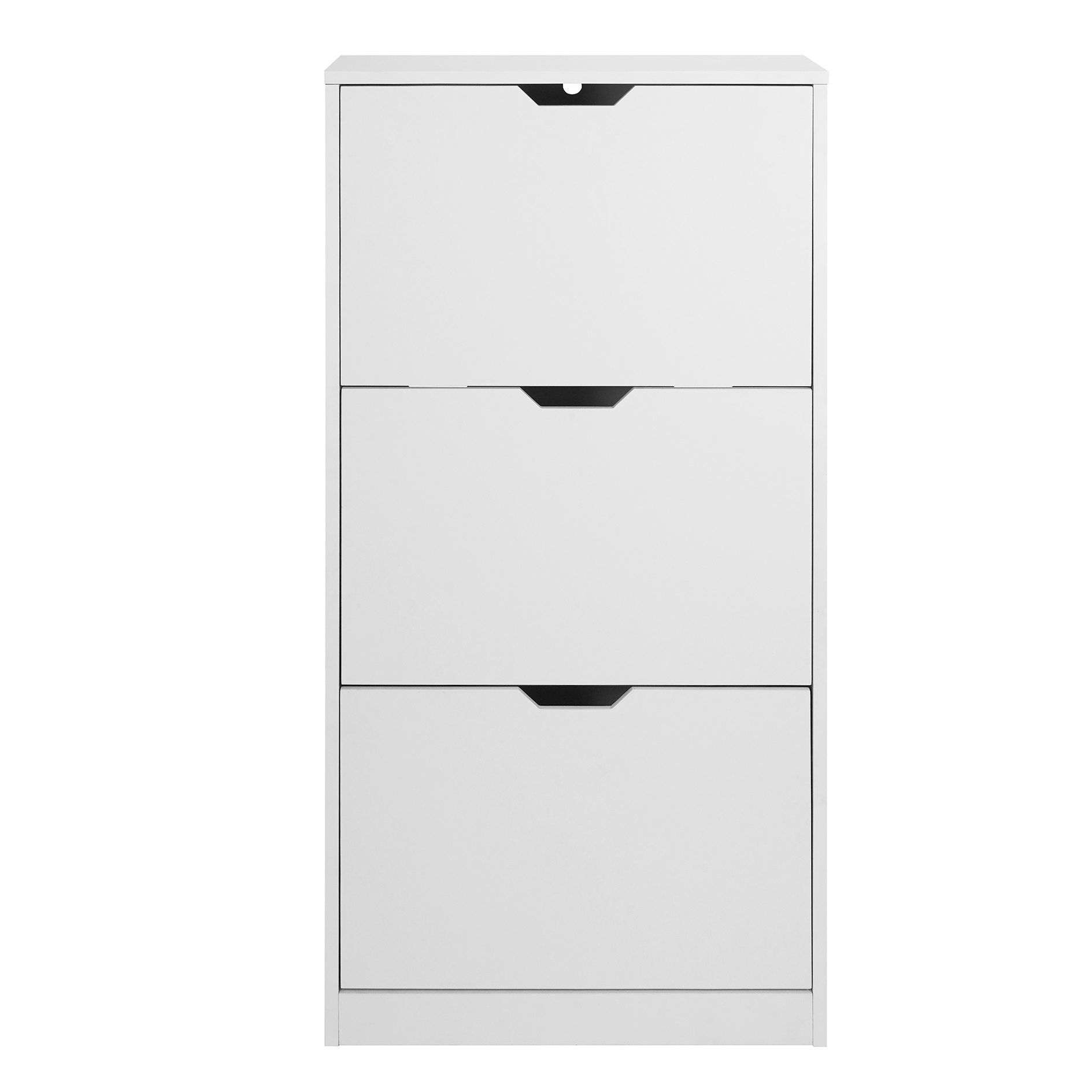 Schuhschrank - weiß - 3 Klappen - 117 cm hoch
