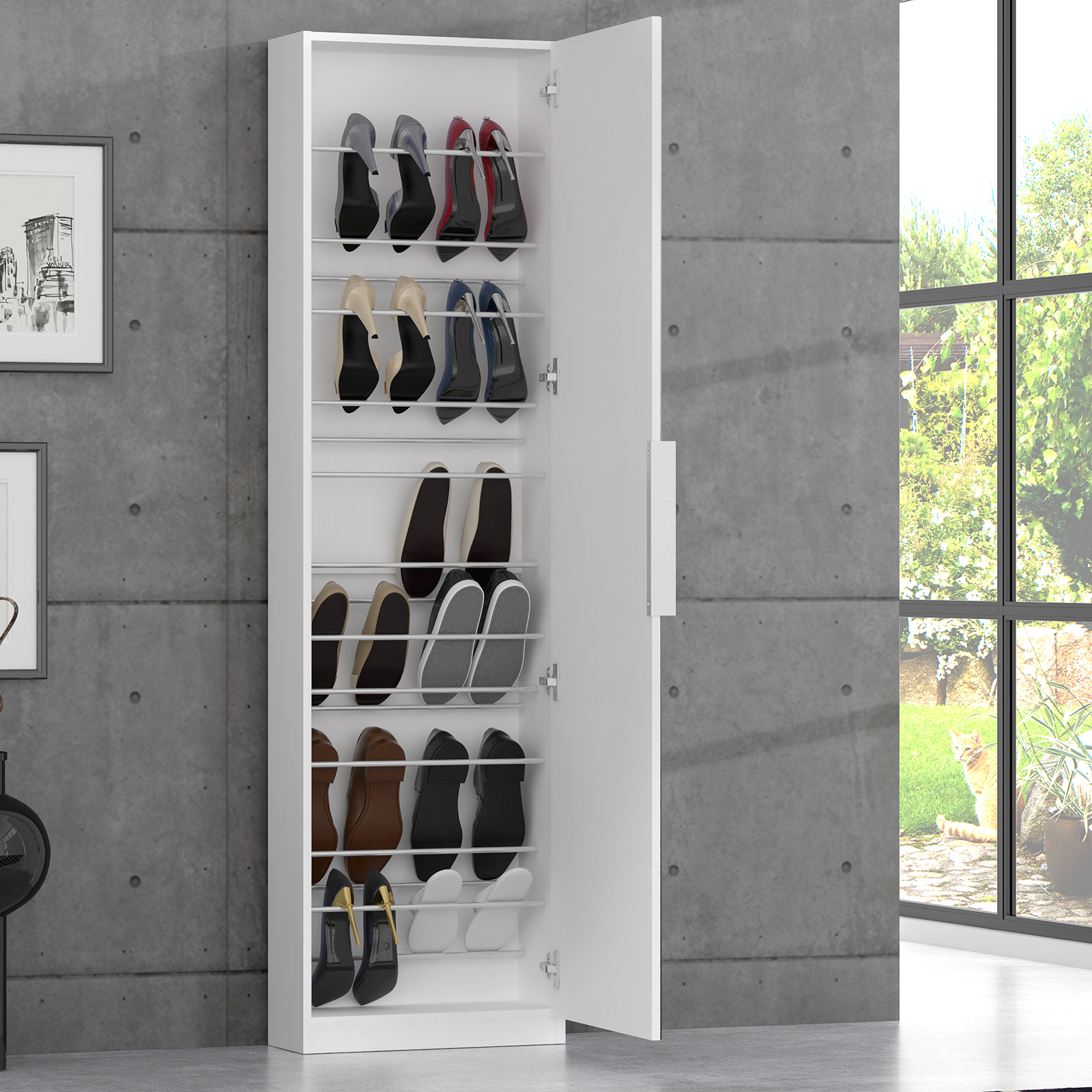 Schuhschrank weiß mit Spiegeltür 50 cm breit Online bei ROLLER
