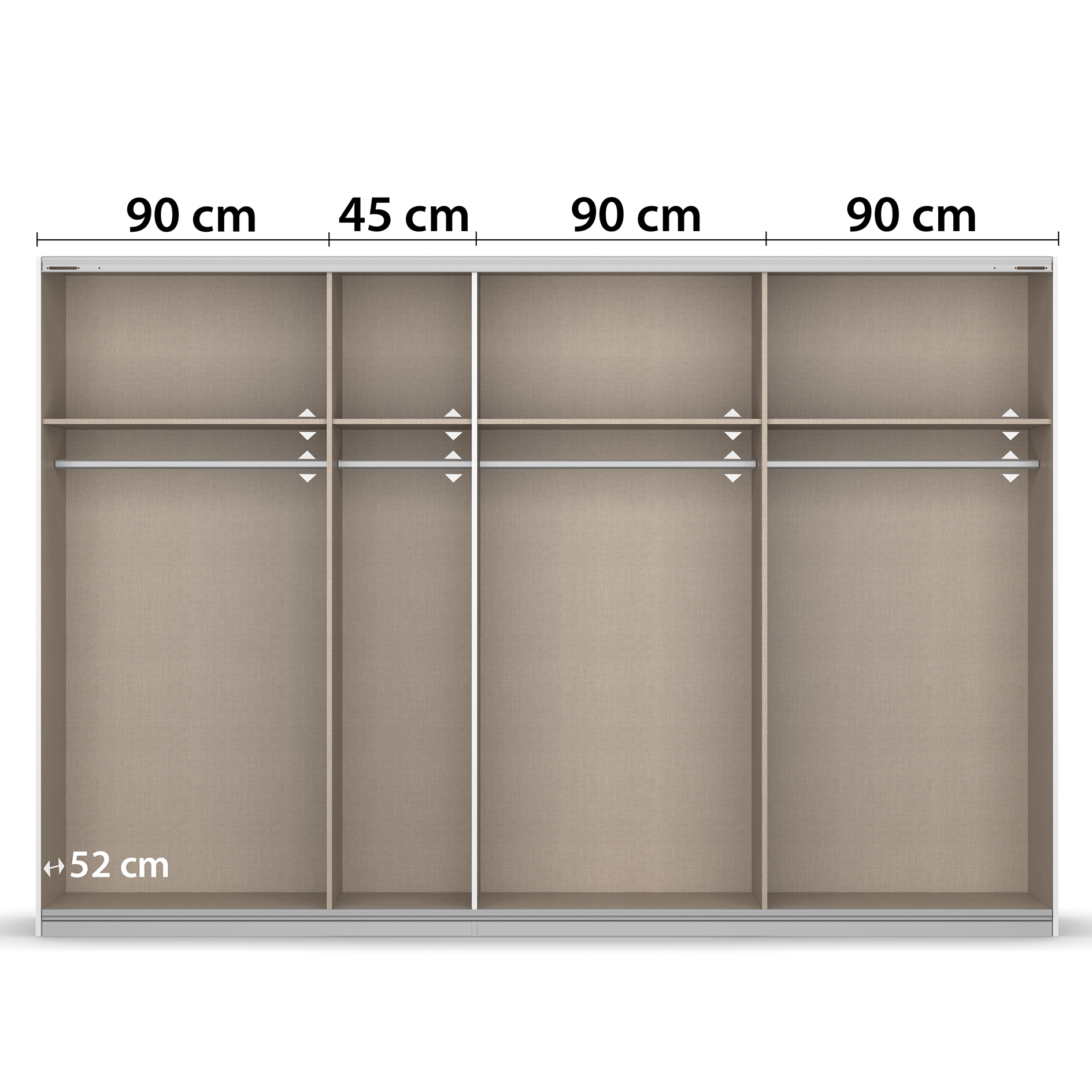 Schwebetürenschrank - alpinweiß - 315 cm breit