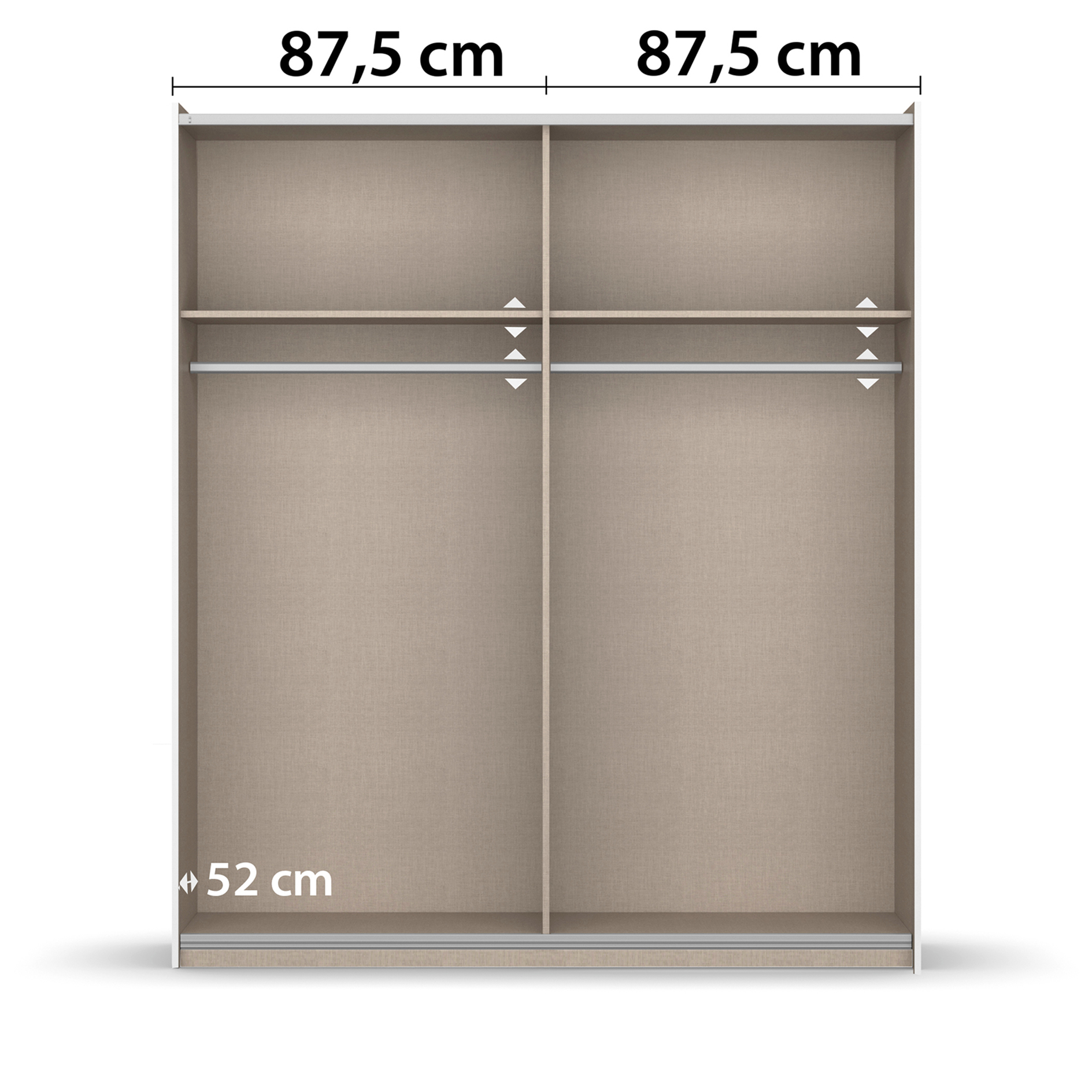 Schwebetürenschrank - Alpinweiß-Artisan Eiche - 175 cm