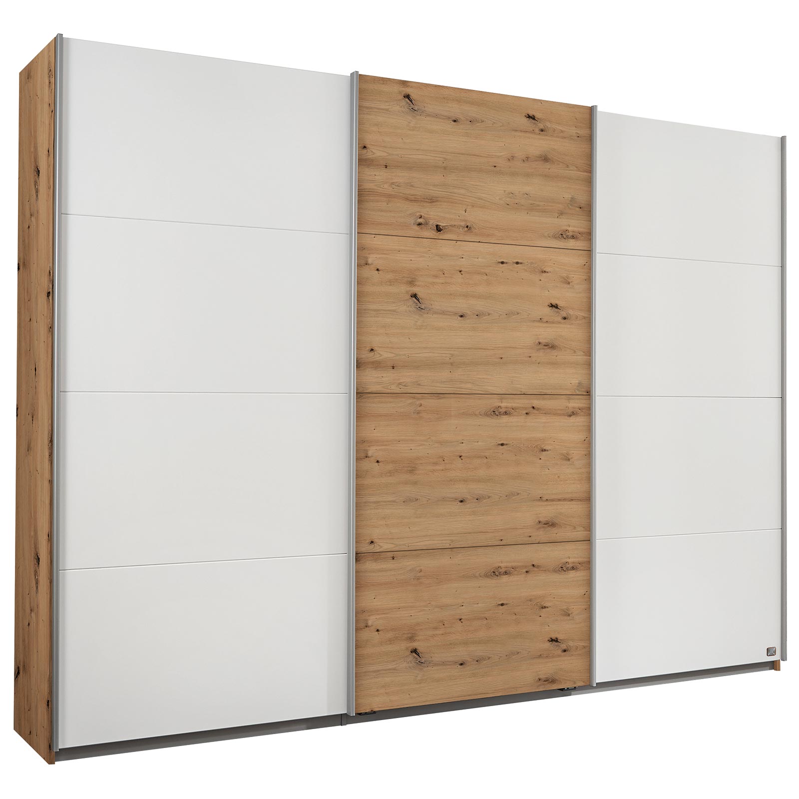 Schwebetürenschrank - alpinweiß - Eiche Artisan - 271x210 cm