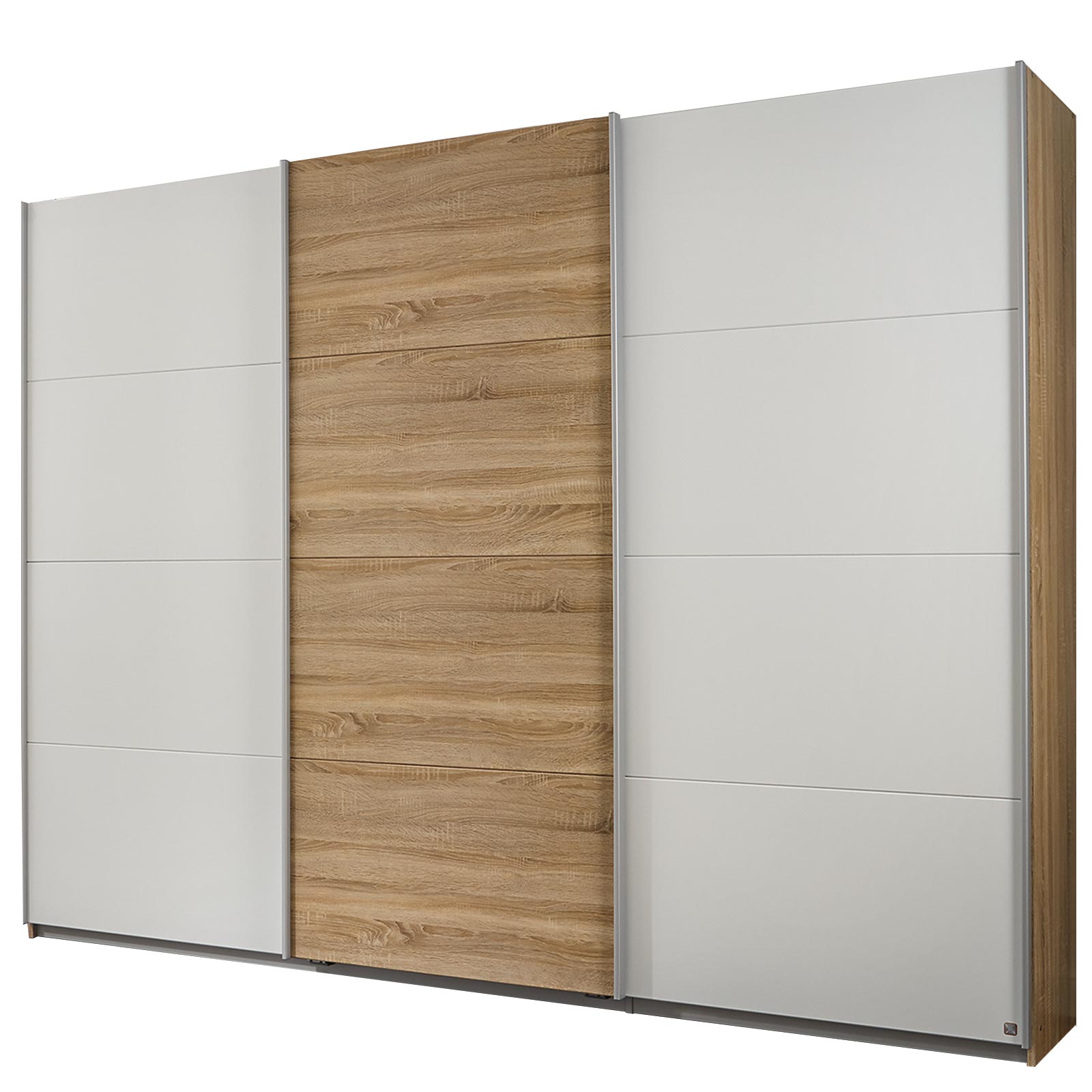 Schwebetürenschrank - alpinweiß - Eiche Sonoma - 271x210 cm