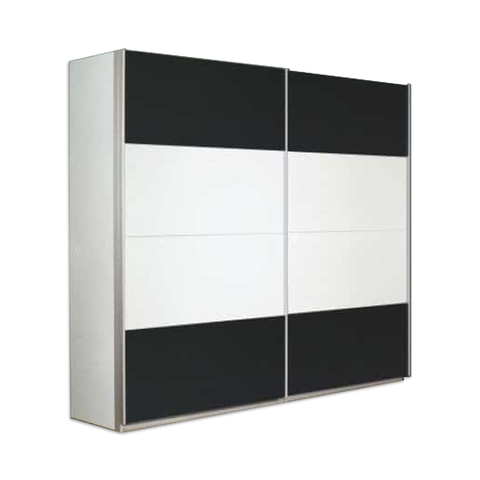 Schwebetürenschrank - alpinweiß-grau metallic - 226 cm