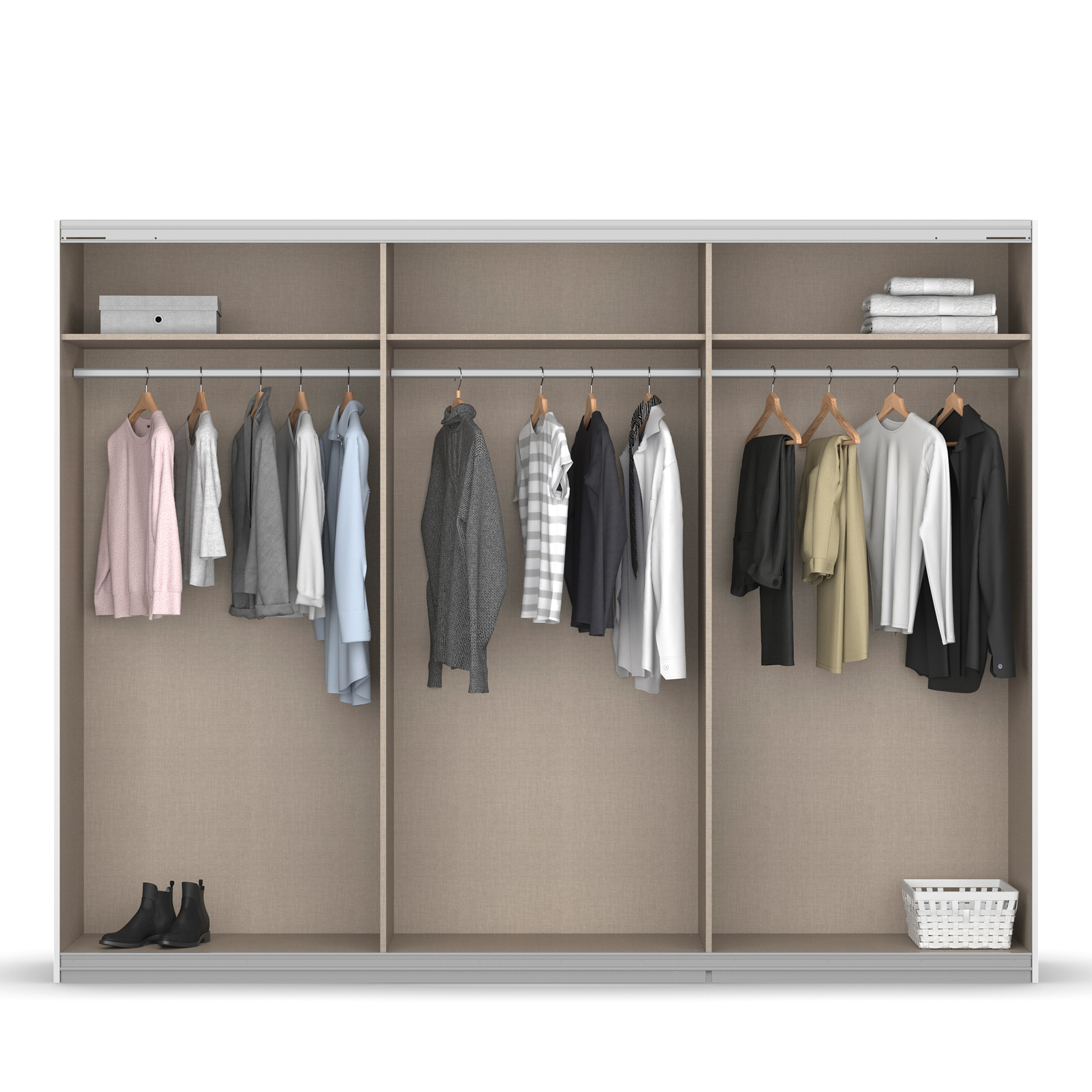 Schwebetürenschrank - alpinweiß - mit Spiegel - 271x211 cm