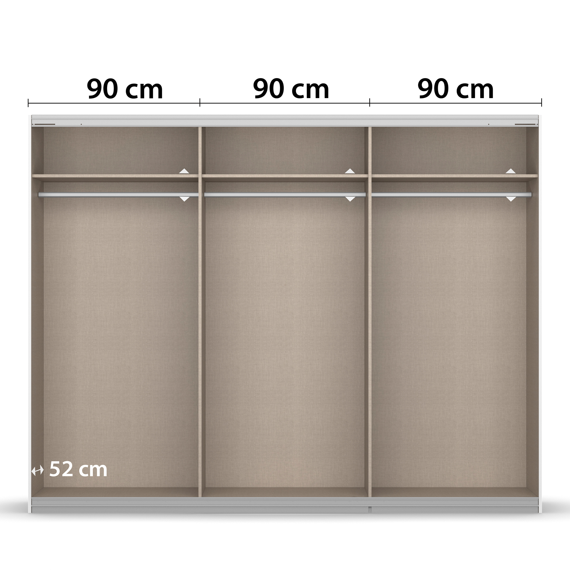 Schwebetürenschrank - alpinweiß - mit Spiegel - 271x211 cm