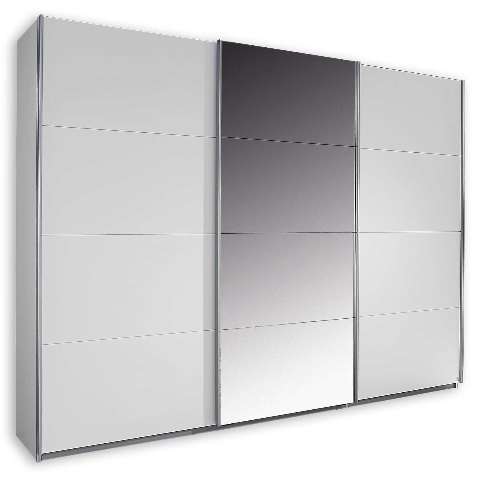 Schwebetürenschrank - alpinweiß - mit Spiegel - 271x211 cm