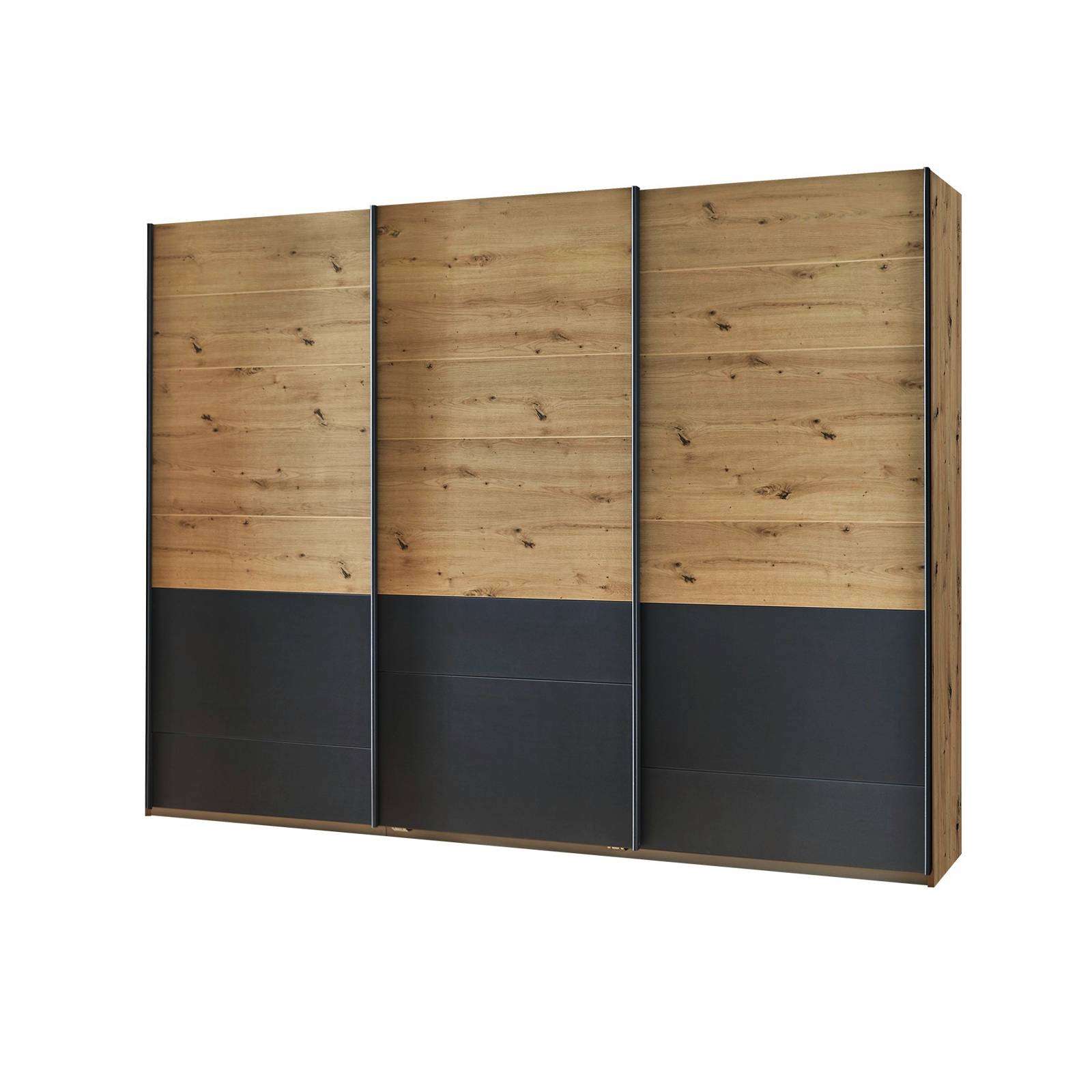 Schwebetürenschrank - Artisan Eiche - grau metallic - 271 cm