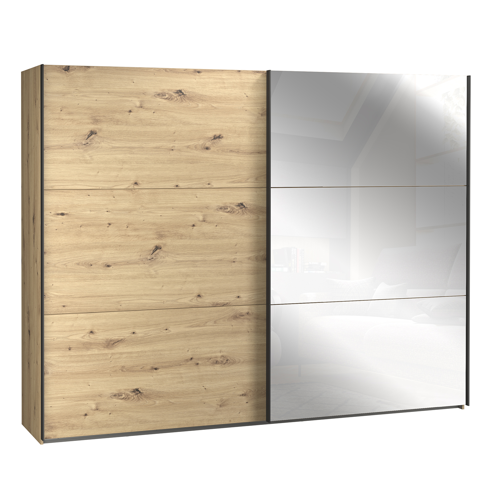 Schwebetürenschrank - Artisan Eiche - Schwarzeiche - 270 cm