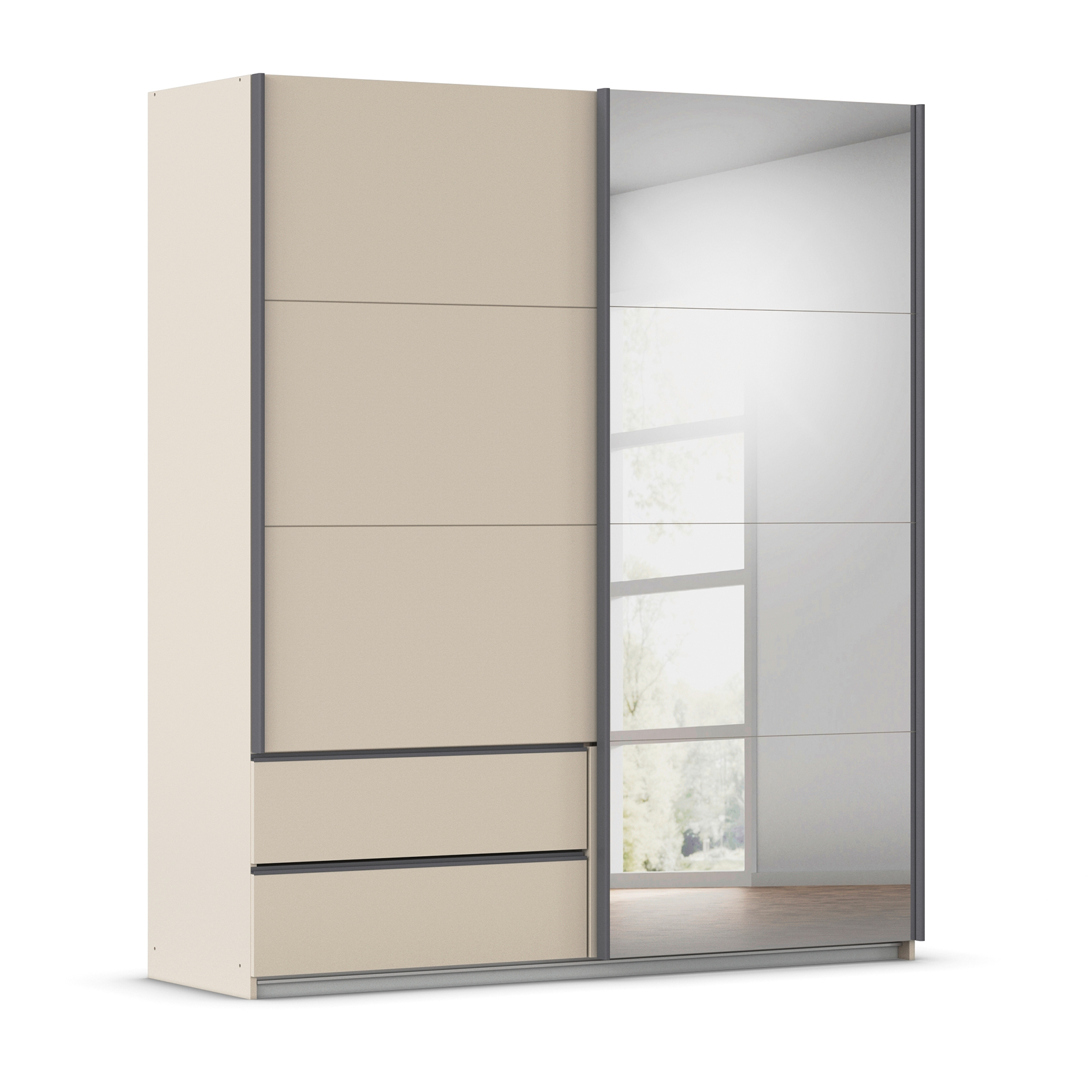 Schwebetürenschrank - champagner - 2-türig - Spiegel - 181 cm