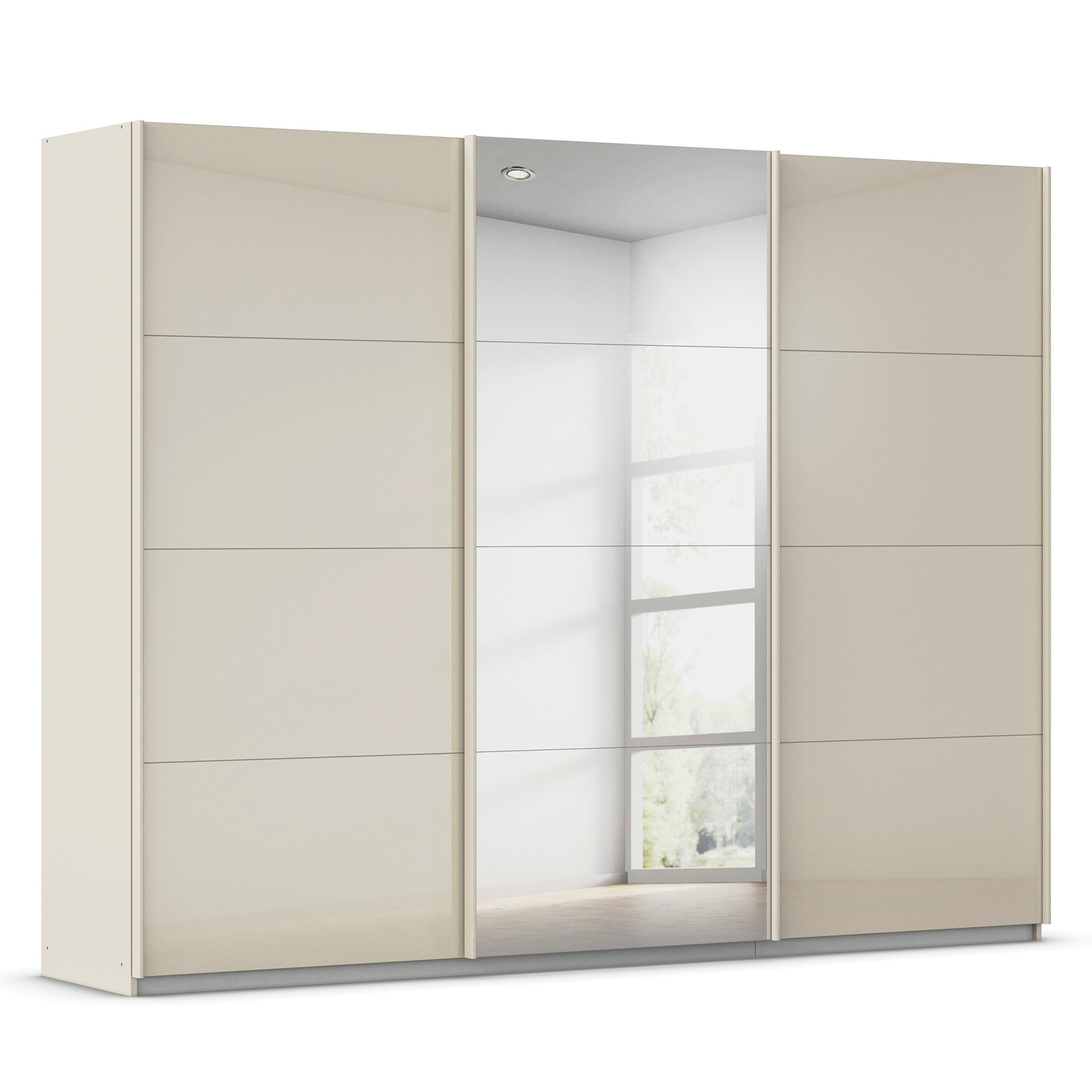 Schwebetürenschrank - champagner - 3 Türen - mit Spiegel - 271x229 cm