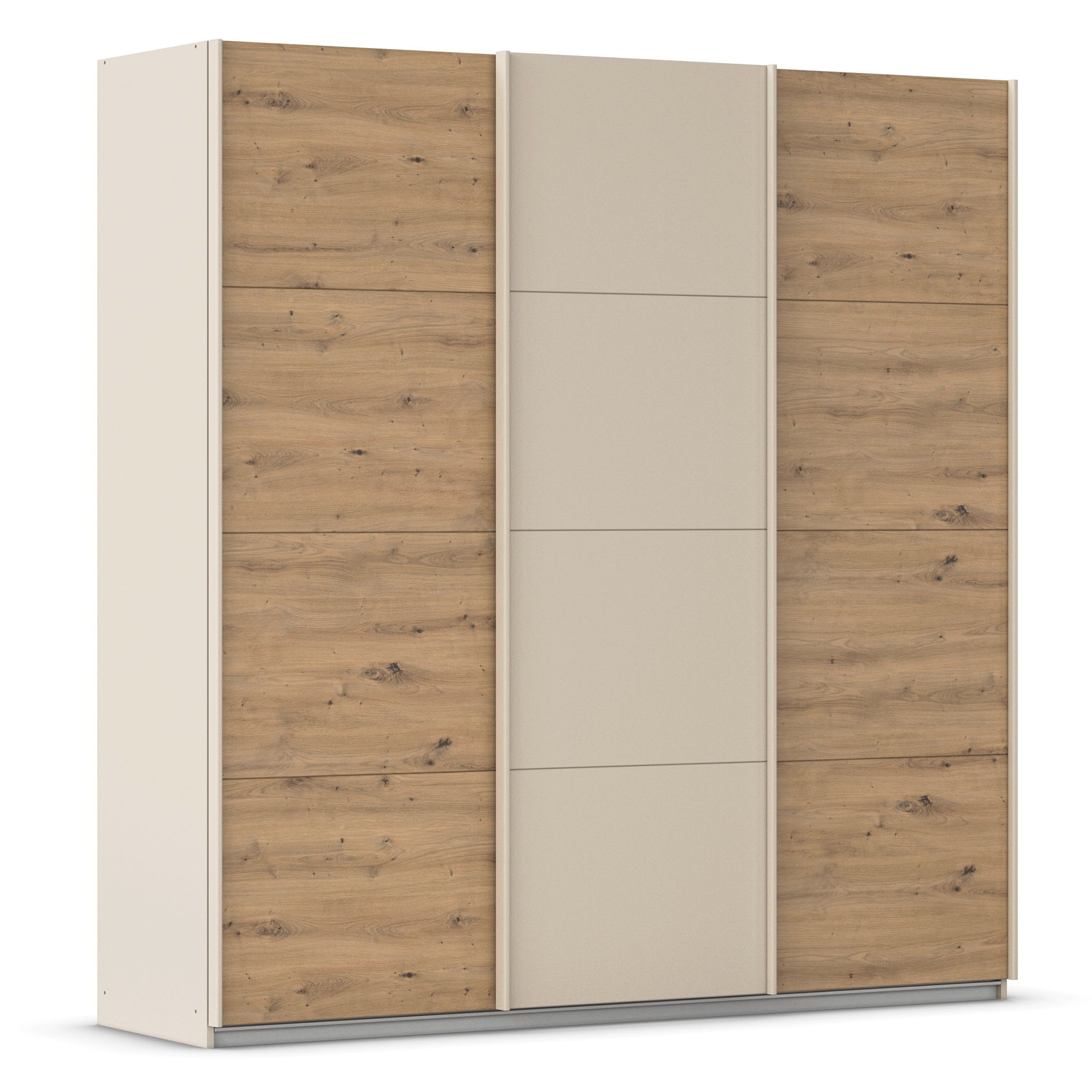 Schwebetürenschrank - champagner - Eiche Artisan - 3 Türen - 203x210 cm