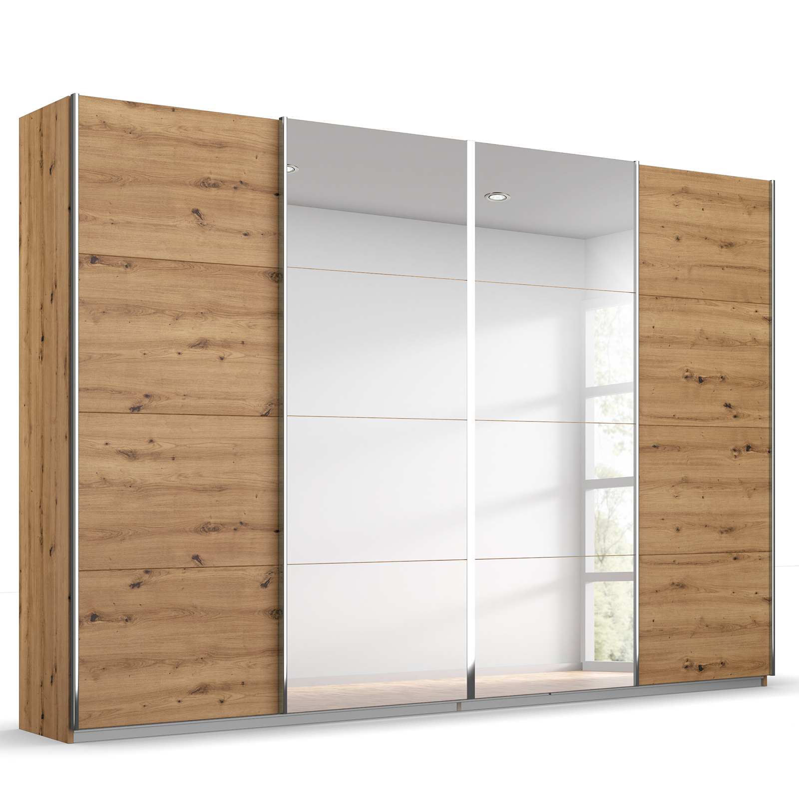 Schwebetürenschrank - Eiche Artisan - 2 Spiegeltüren - 271x211 cm