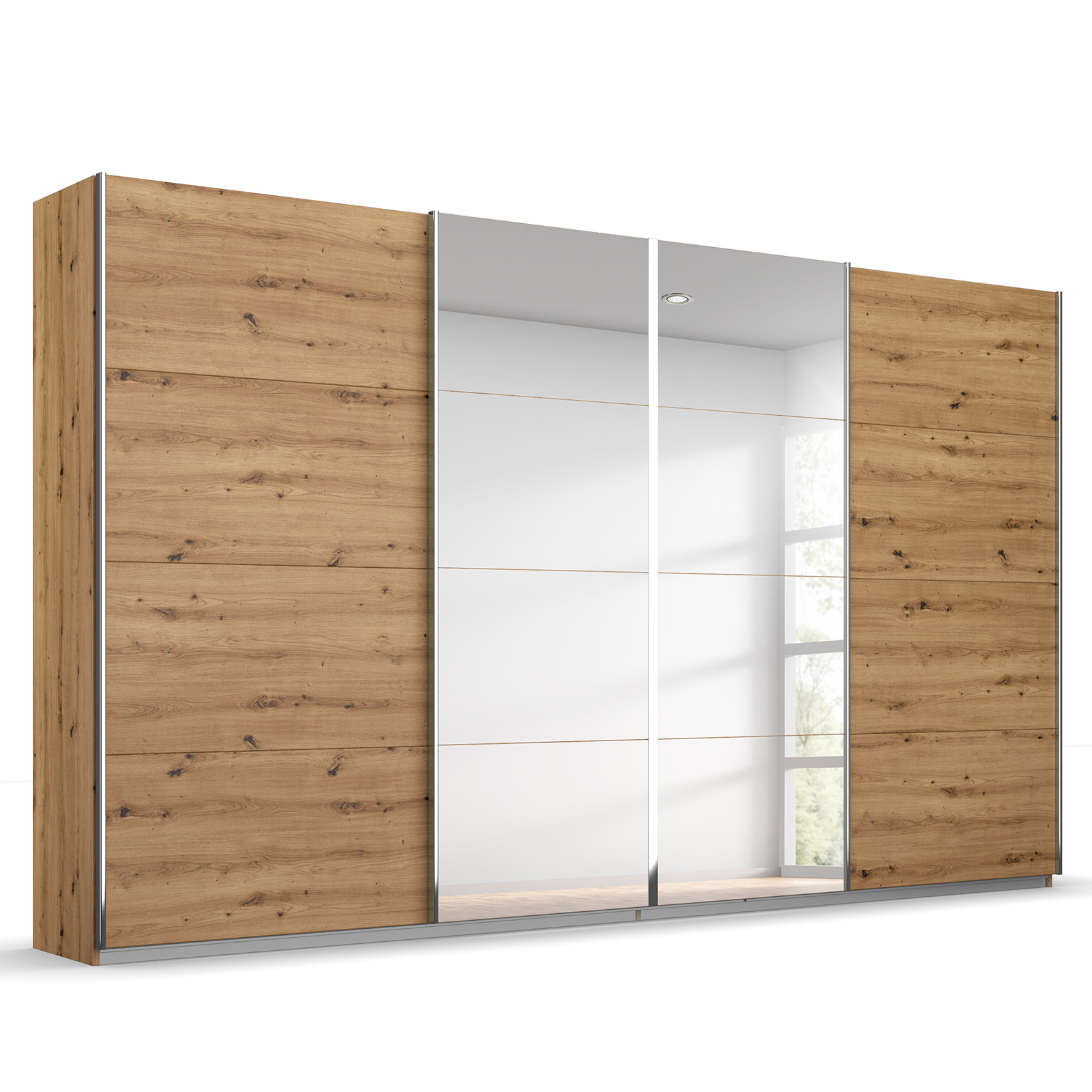 Schwebetürenschrank - Eiche Artisan - 2 Spiegeltüren - 315x210 cm