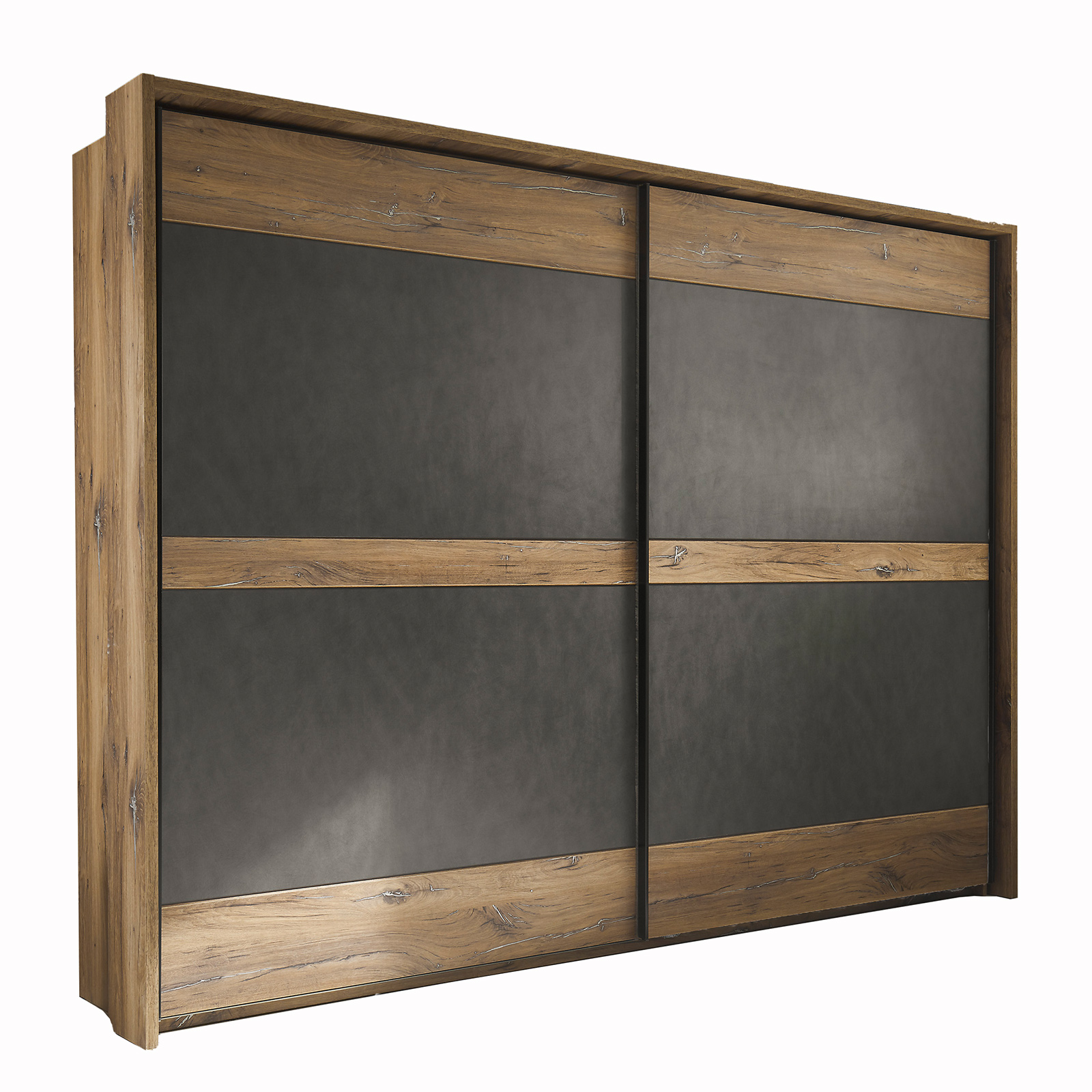 Schwebetürenschrank - Flagstaff Eiche dunkel - Matera - 270 cm