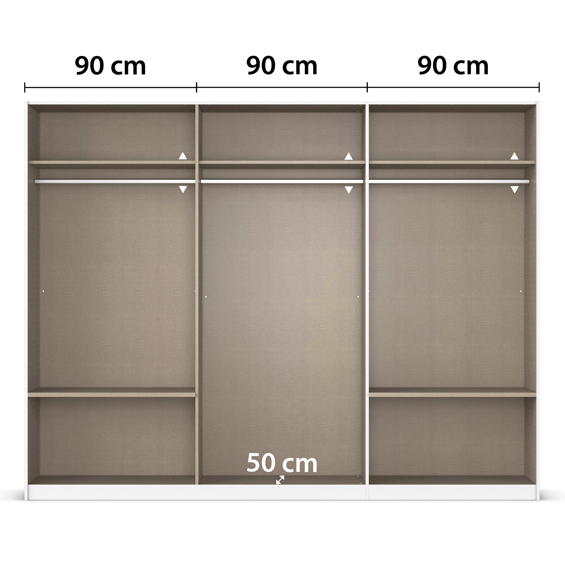 Schwebetürenschrank - grau metallic - 3-türig - Spiegel - 271 cm