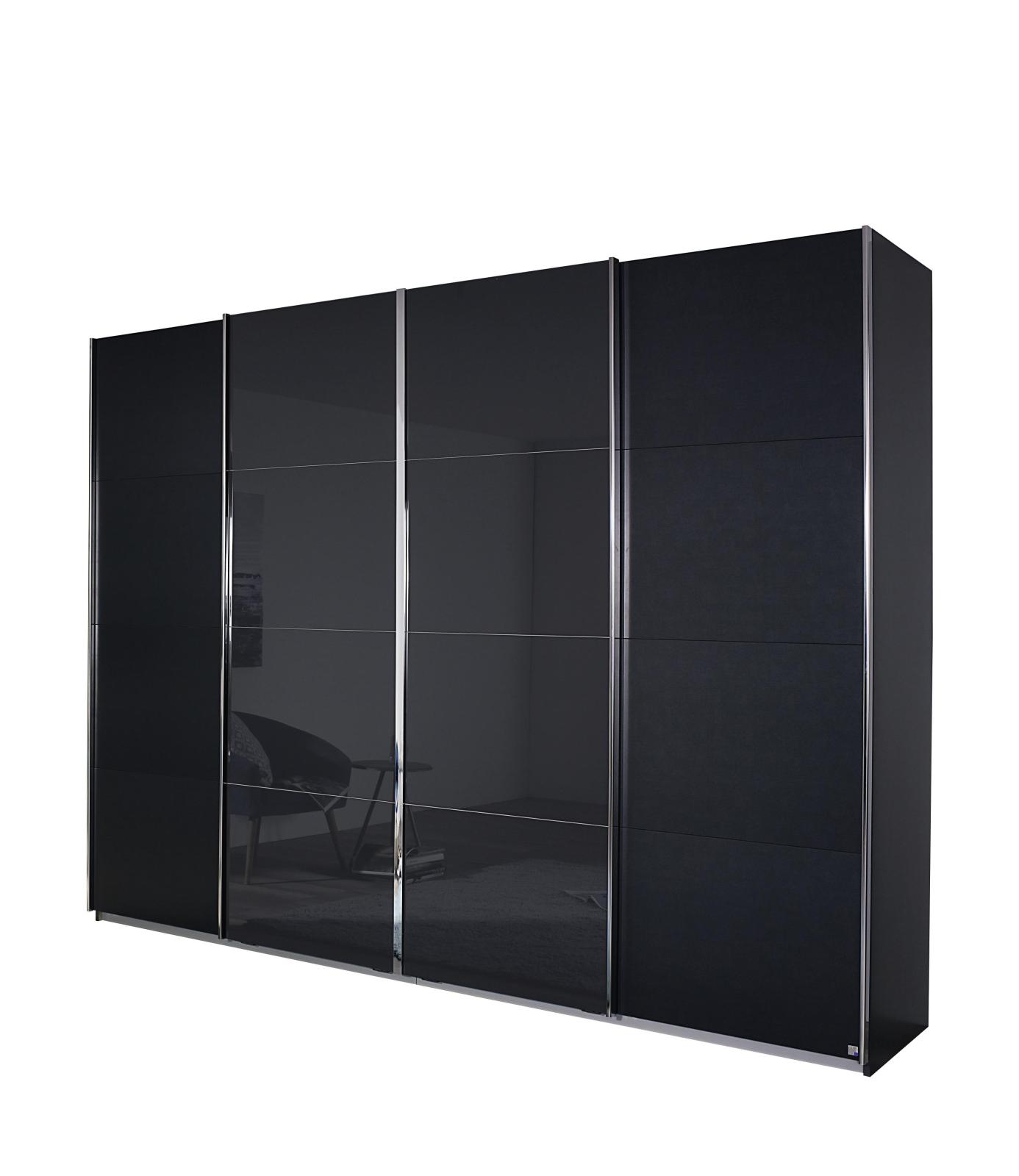 Schwebetürenschrank - grau metallic - Basaltglas- 271x211 cm