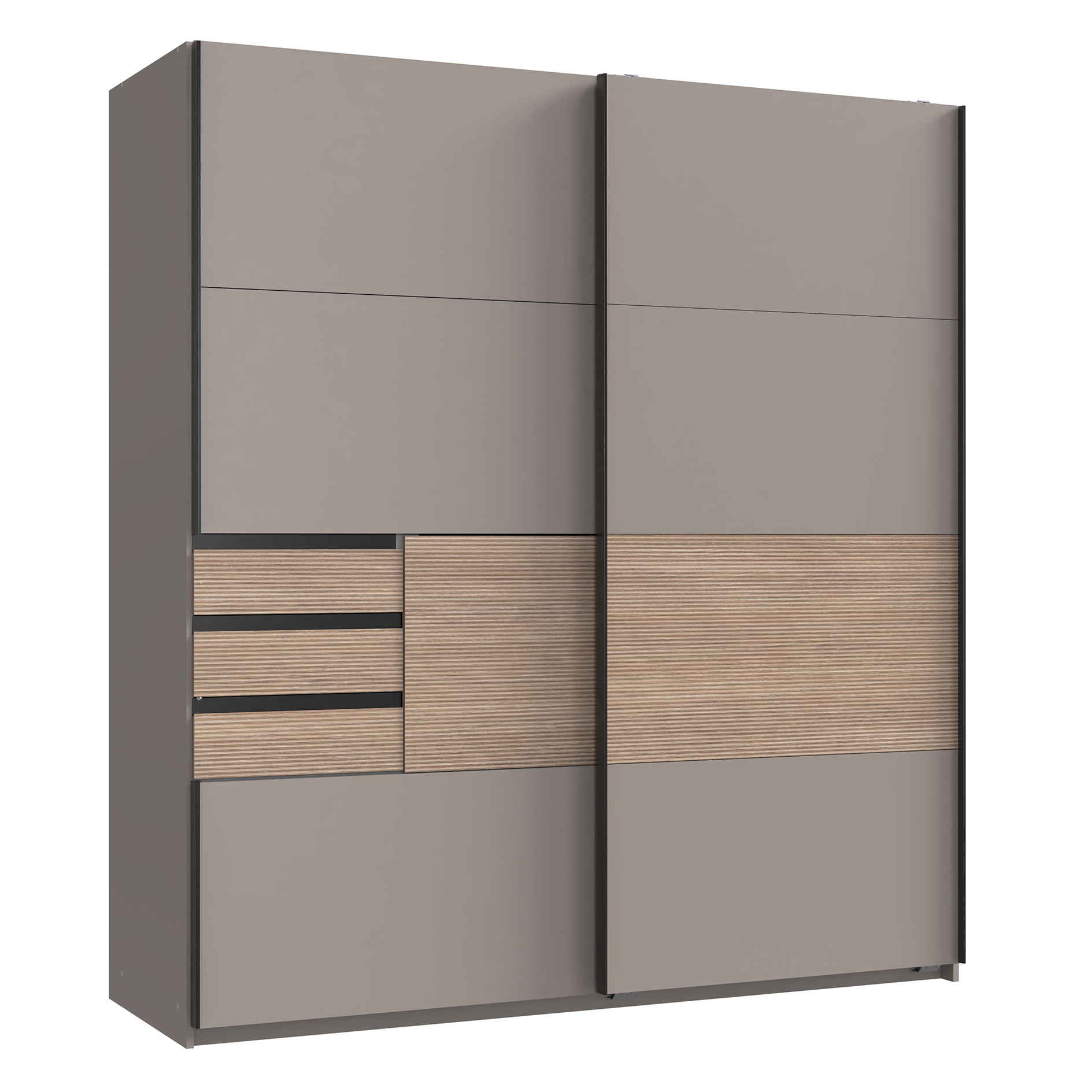 Schwebetürenschrank - saharagrau - Multiplex - 2 Türen - 180 cm breit