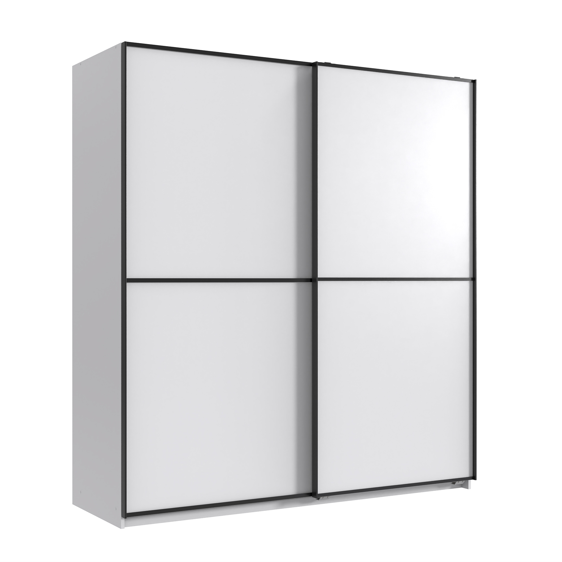 Schwebetürenschrank - weiß-schwarz - 180 cm