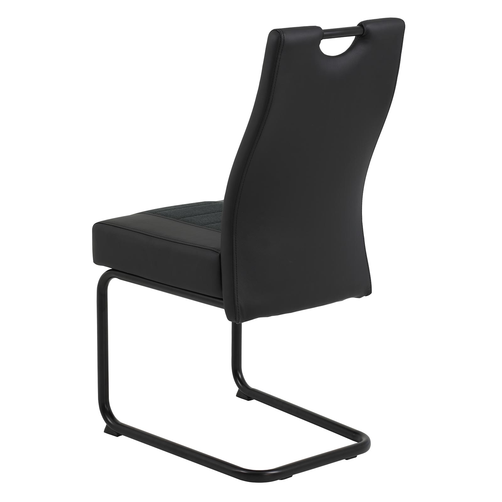 Schwingstuhl - schwarz-anthrazit - Stoff-Lederoptik-Mix
