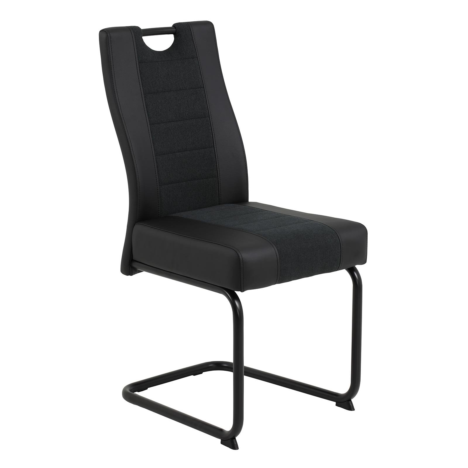 Schwingstuhl - schwarz-anthrazit - Stoff-Lederoptik-Mix