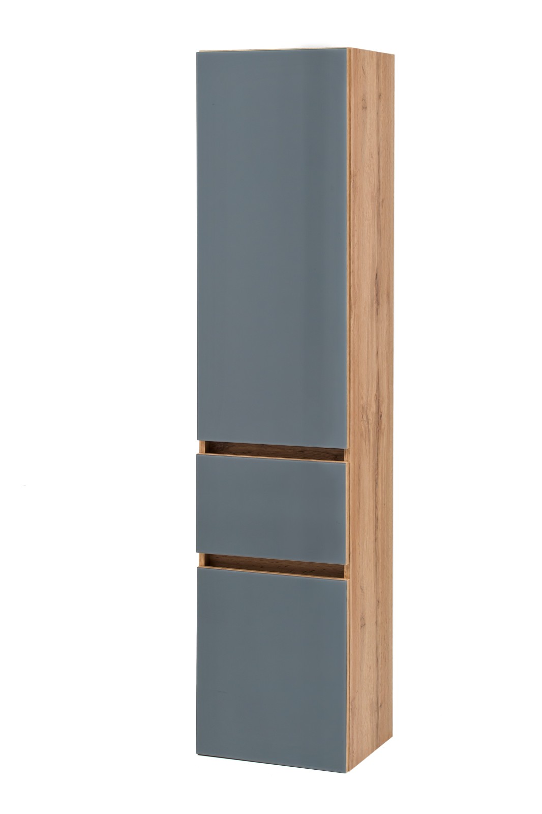Seitenschrank HELSINKI - grau - Wotaneiche - Glasfront - 40 cm