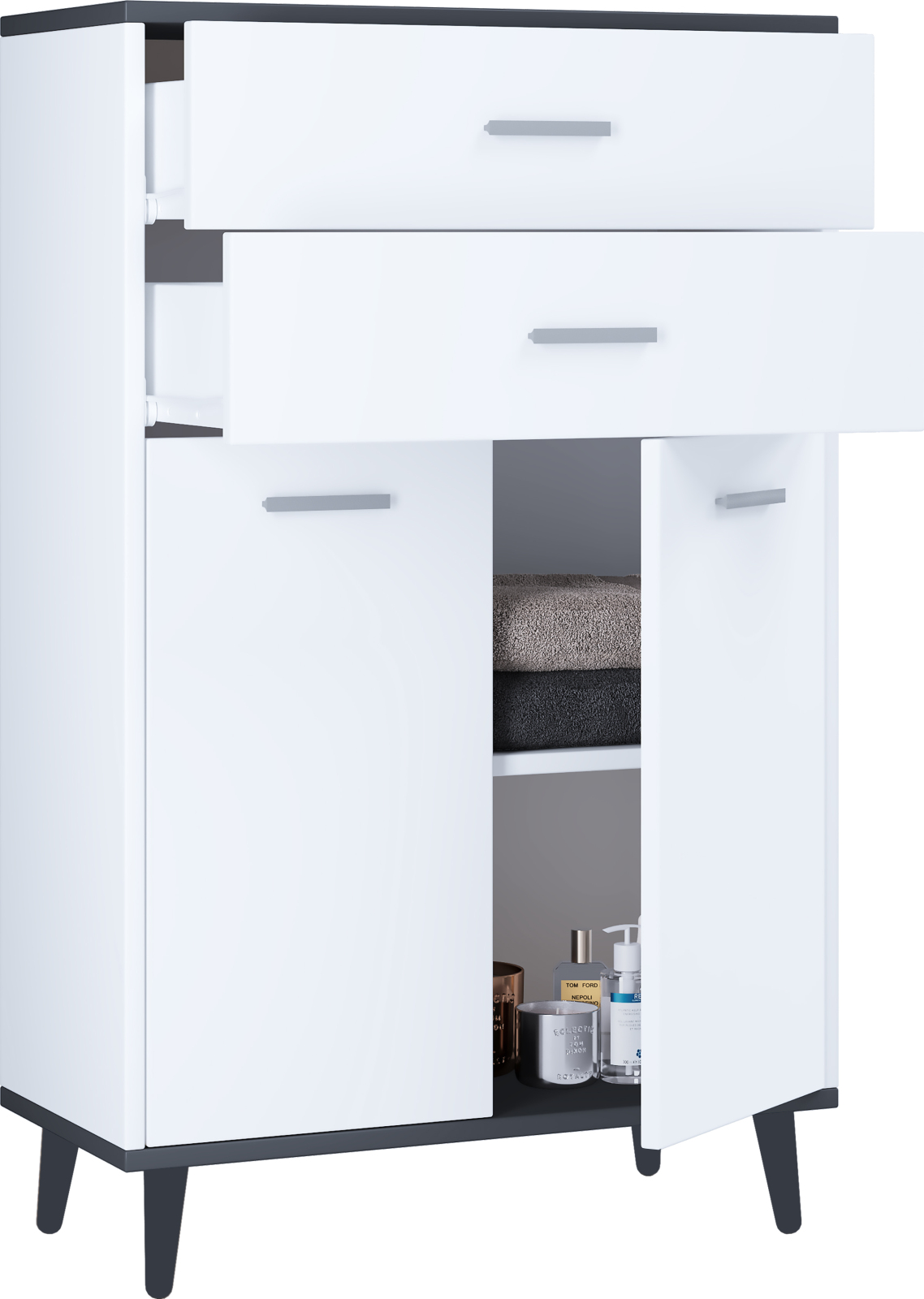 Seitenschrank LANDOS - weiß-anthrazit - 60 cm