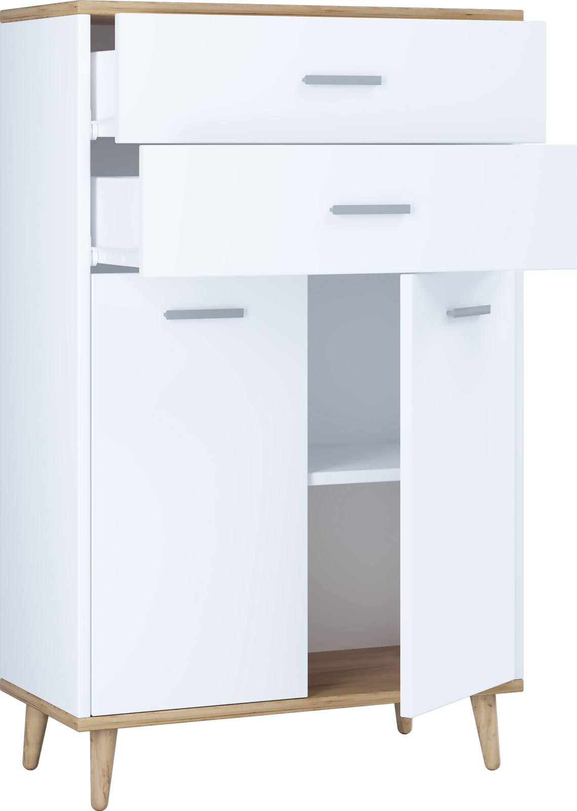 Seitenschrank LANDOS - weiß - Honig Eiche - 60 cm