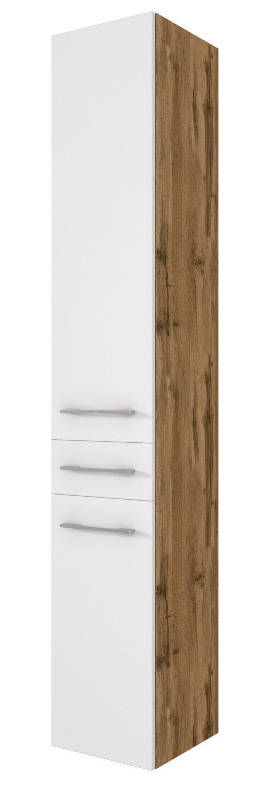 Seitenschrank LIVORNO - weiß matt - Wotaneiche - 30 cm